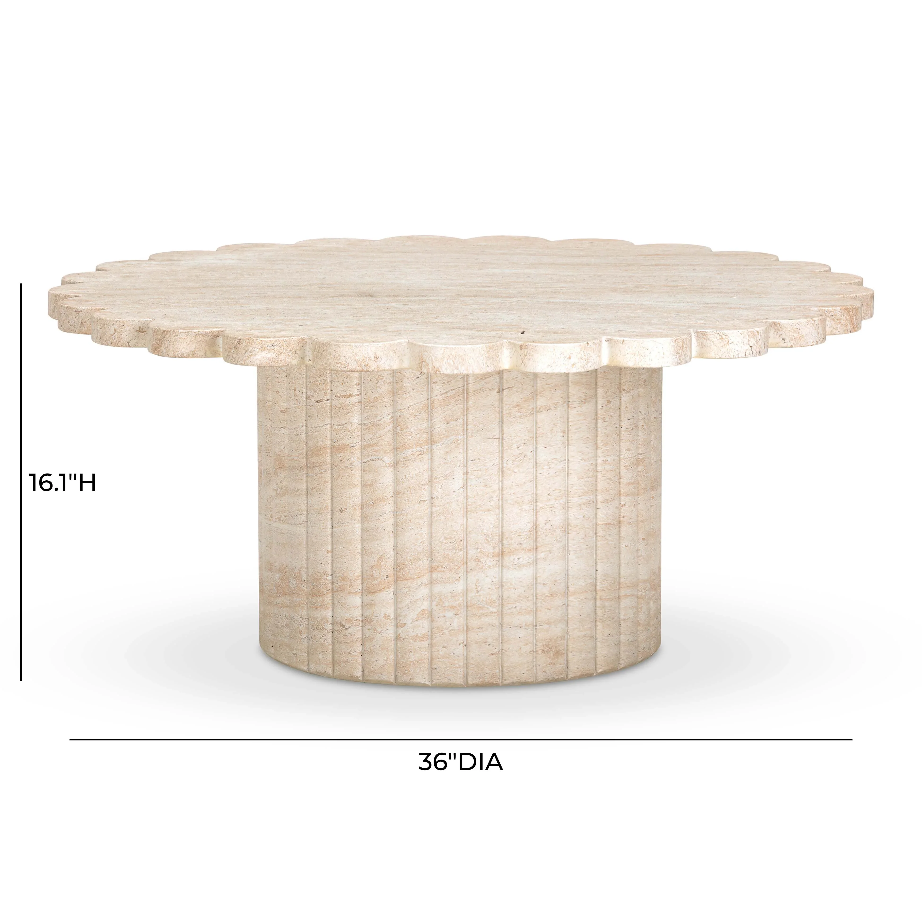 Blossom 36" Washed Faux Travertine Finish Indoor/Outdoor Round Coffee Table - Image 7
