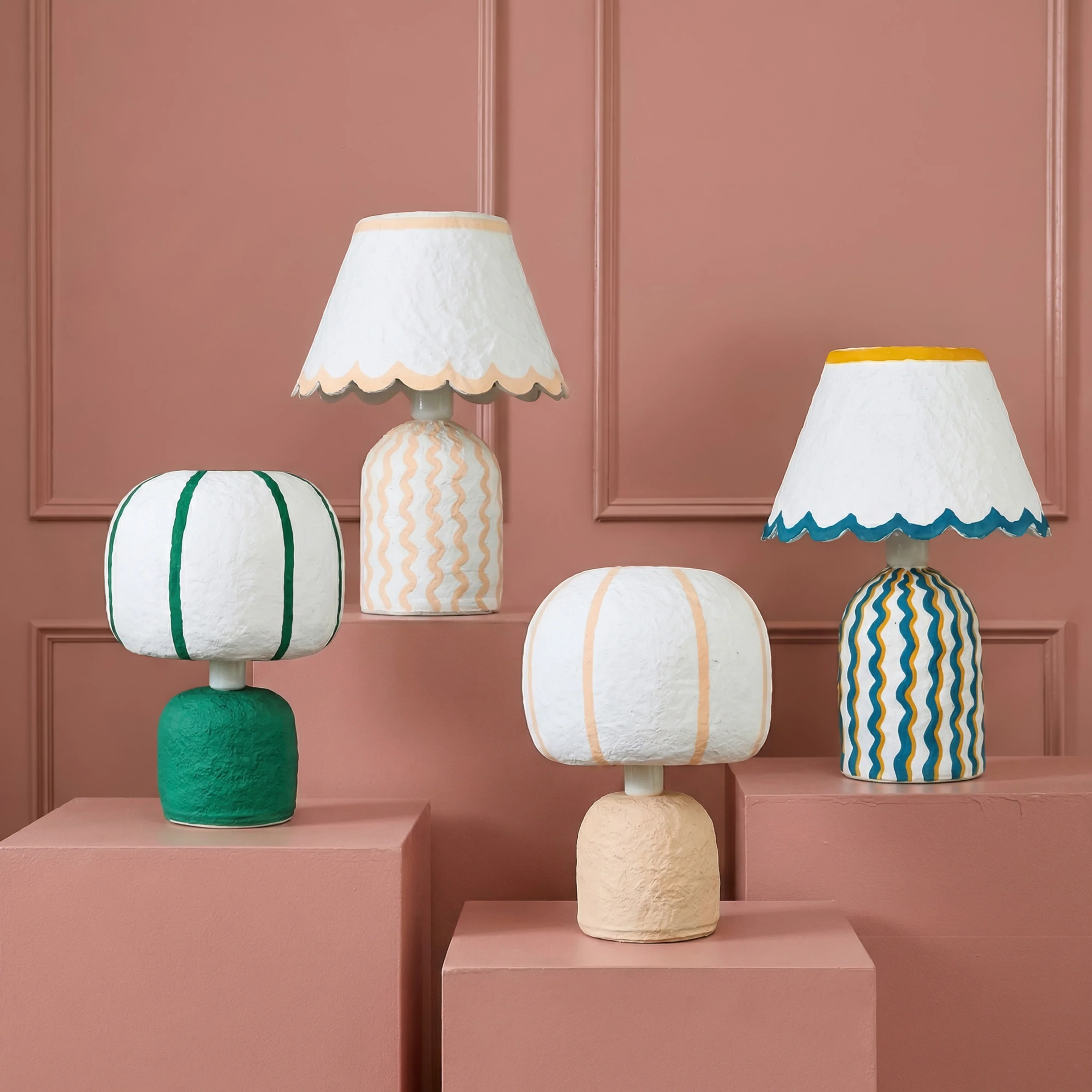 Blum Scalloped Cotton Mache Table Lamp - Image 2