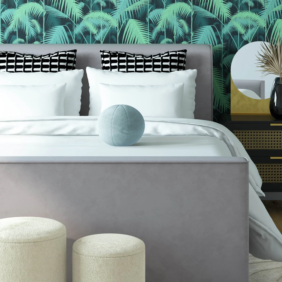 Boba Sea Blue Velvet Pillow - Image 2