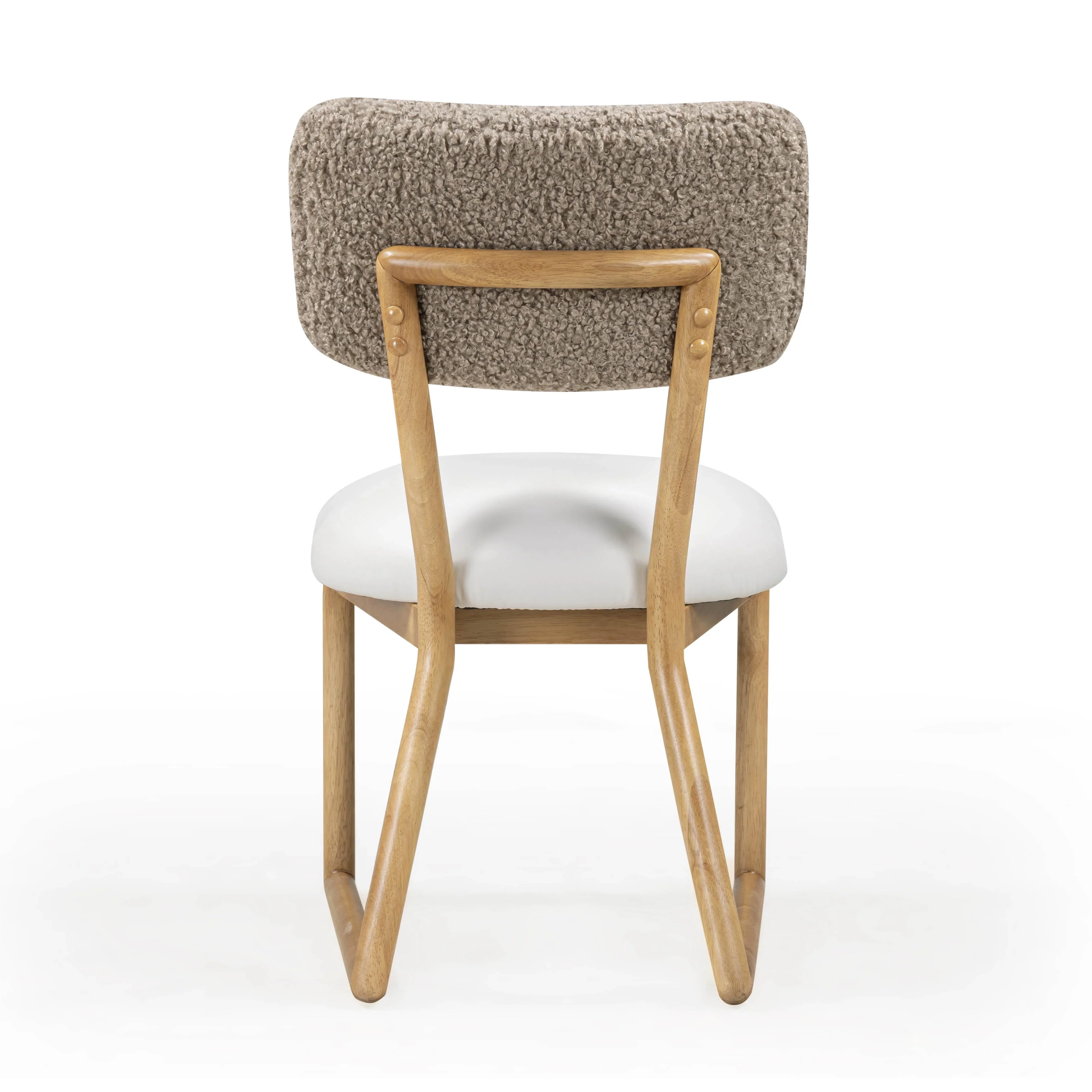 Bobbie Cream Performance Vegan Leather and Grey Vegan Shearling Dining Chair - Image 6