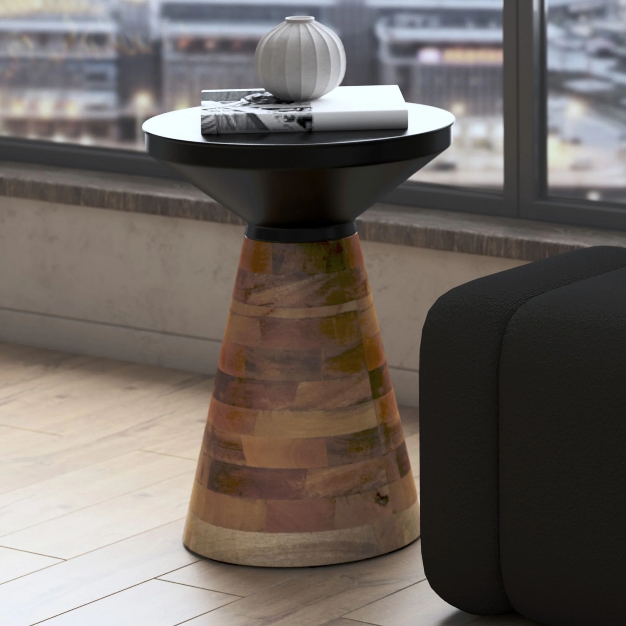 Boden Accent Table in Black and Walnut - Image 2