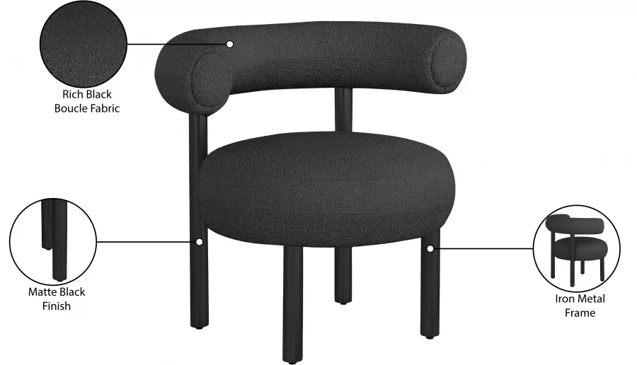 Bordeaux Boucle Fabric Upholstered Accent Chair - Image 9