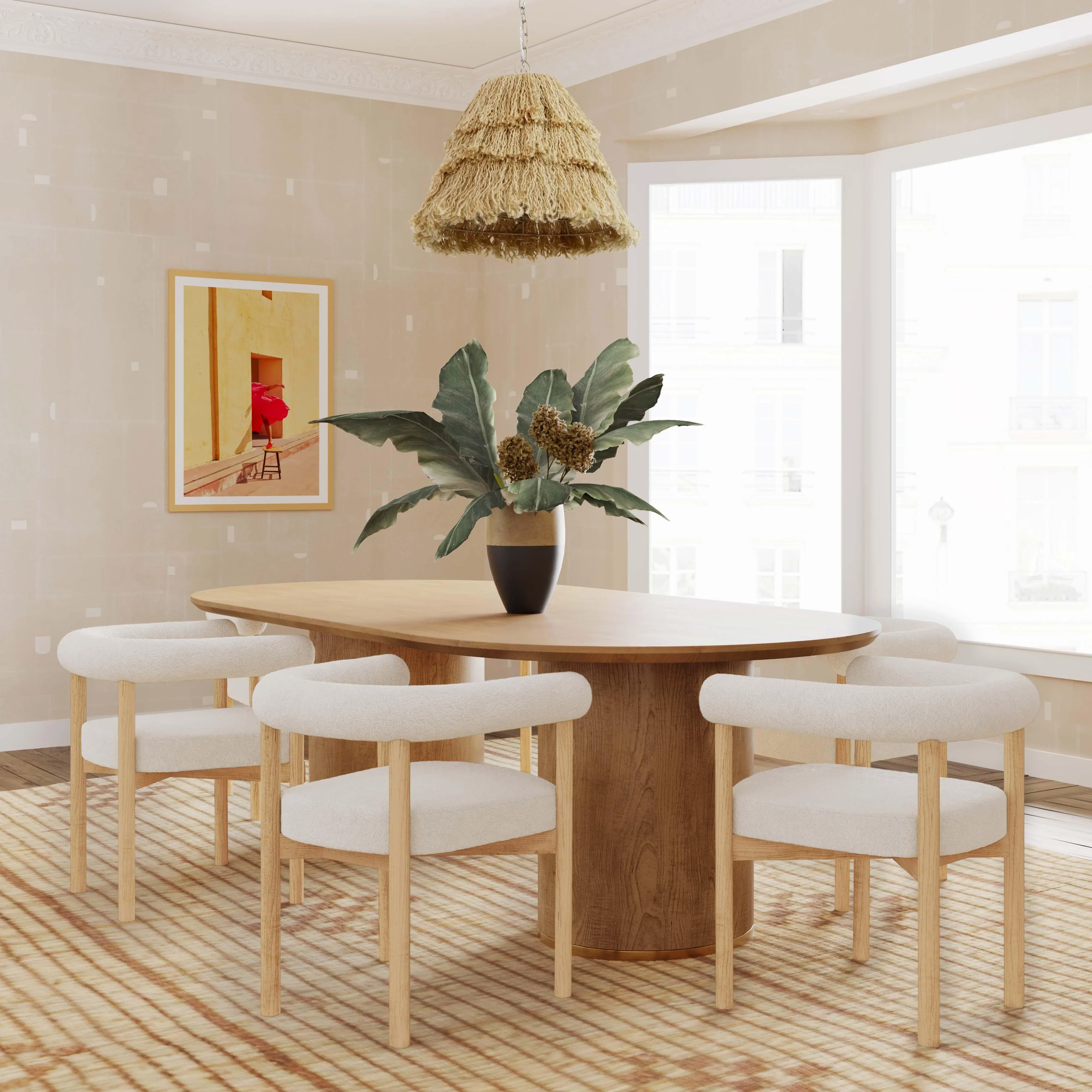 Brandy 95" Natural Ash Wood Oval Dining Table - Image 2