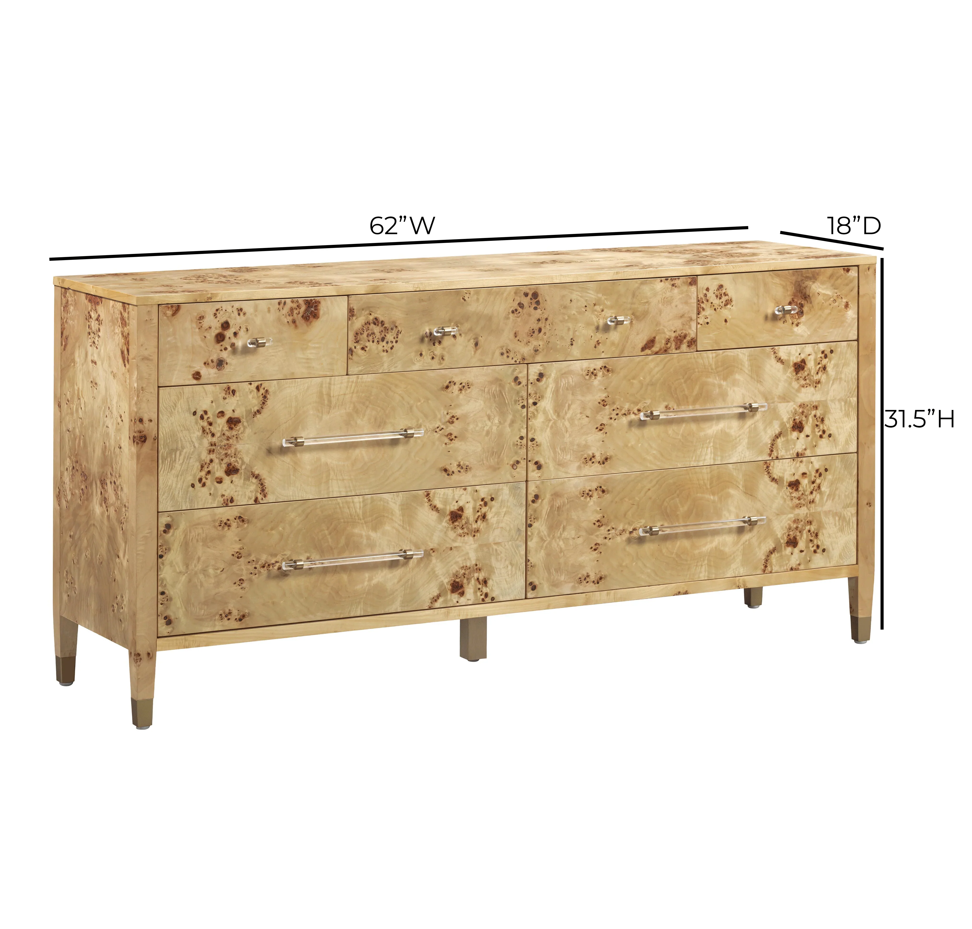 Brandyss 62" Burl 7-Drawer Dresser - Image 9