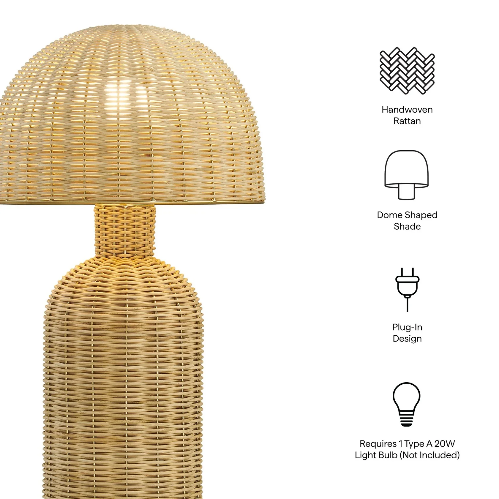 Briar Rattan Table Lamp in Natural - Image 9