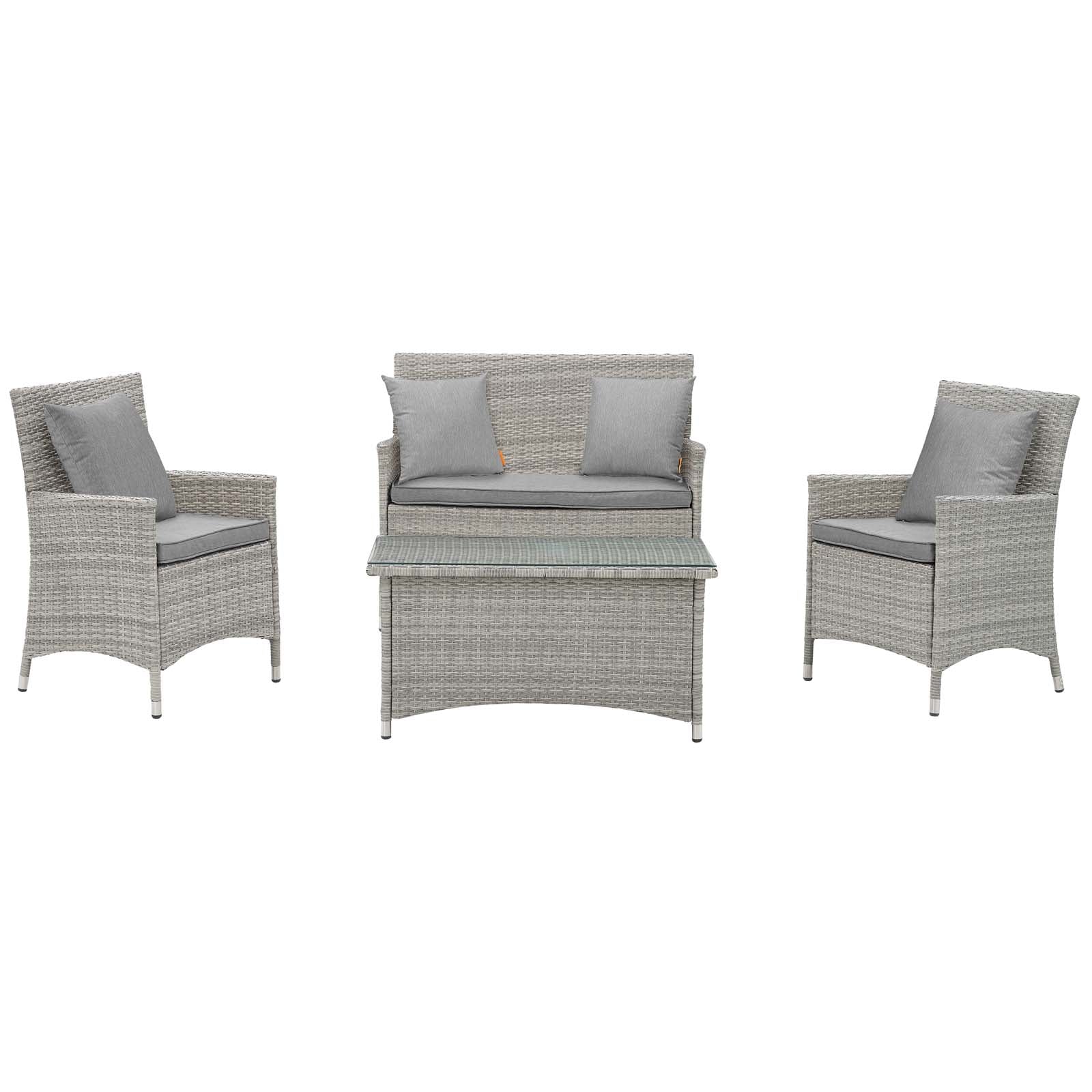 Bridge 4 Piece Outdoor Patio Patio Conversation Set with Pillow Set - Image 3