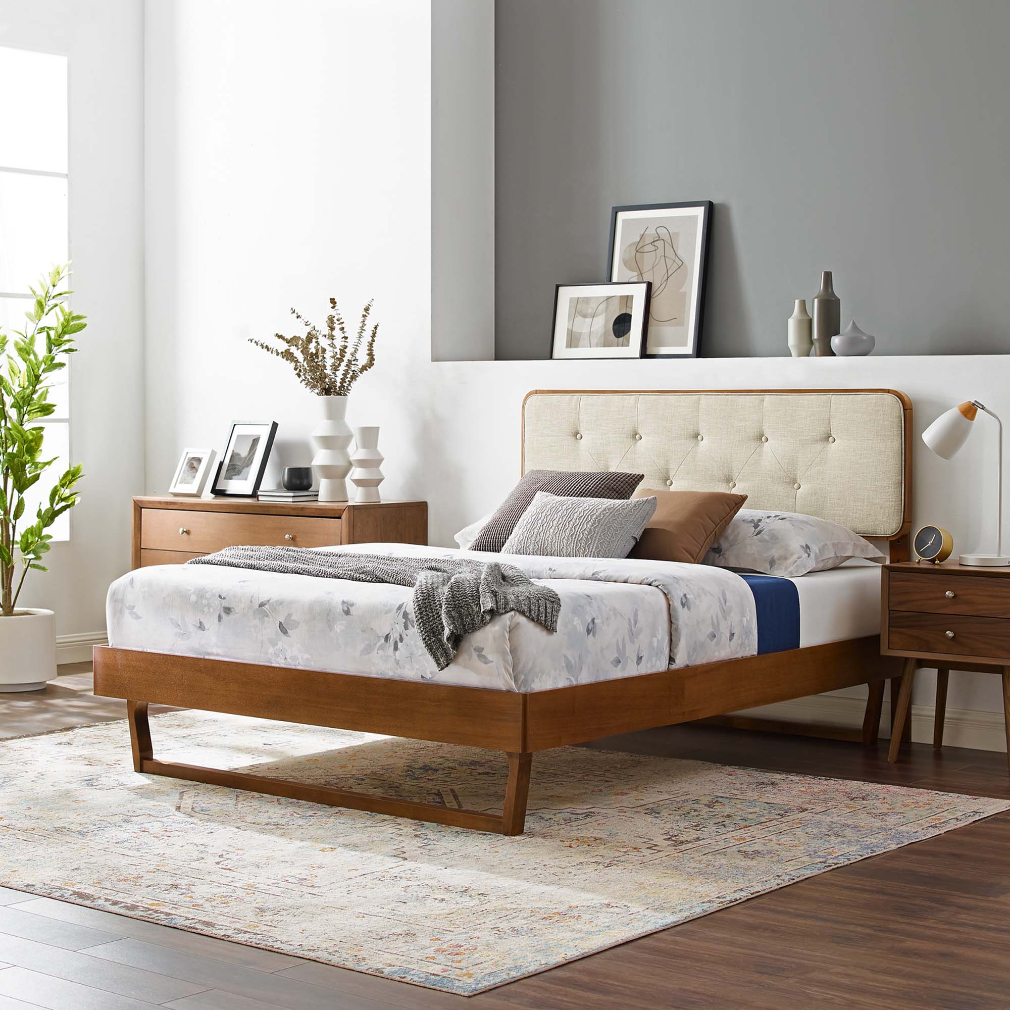Bridgette Wood Platform Bed With Angular Frame - Image 11