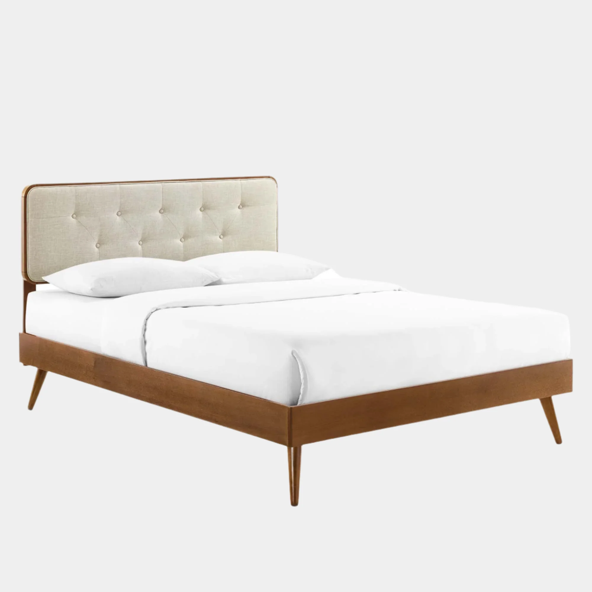 Bridgette Wood Platform Bed With Splayed Legs