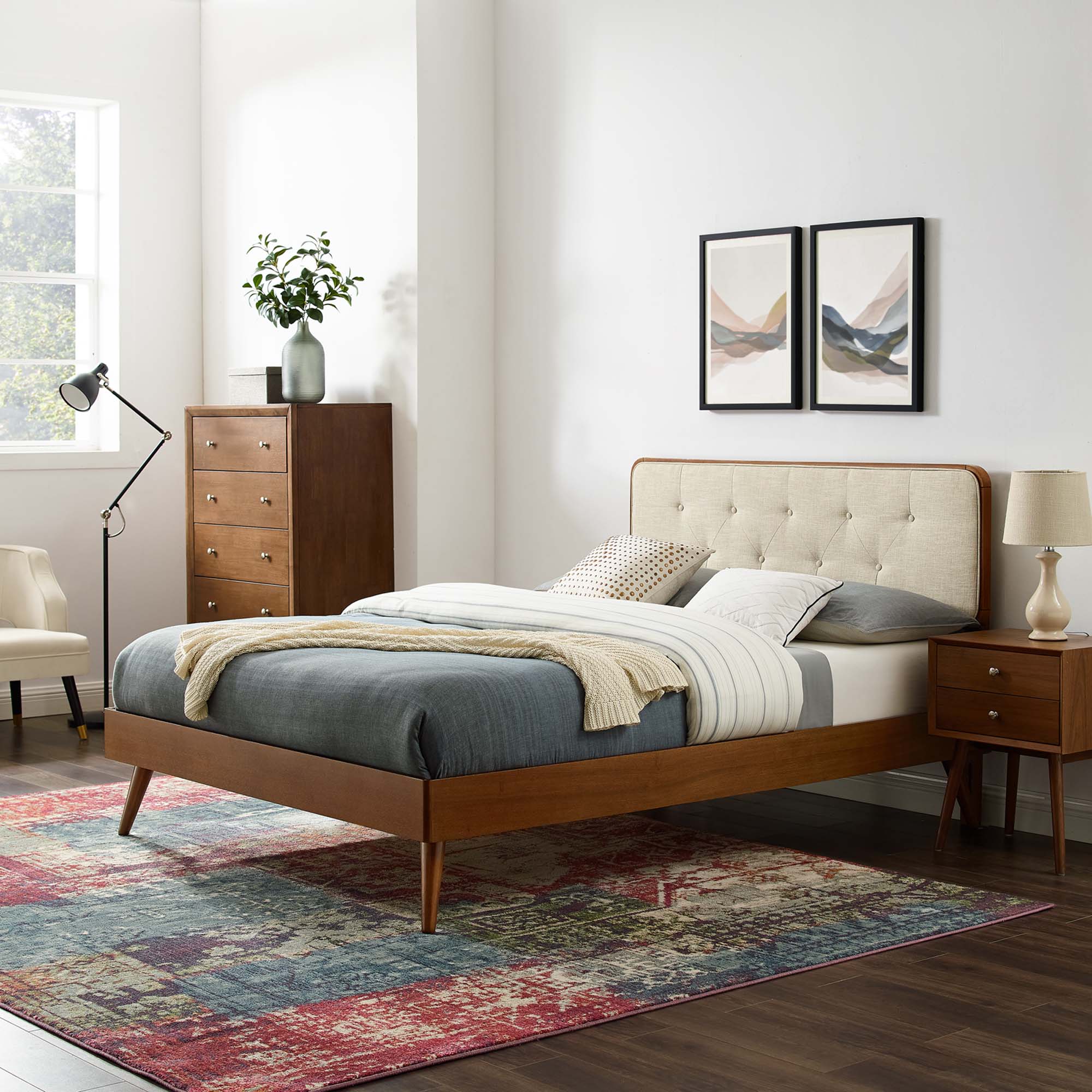 Bridgette Wood Platform Bed With Splayed Legs - Image 10