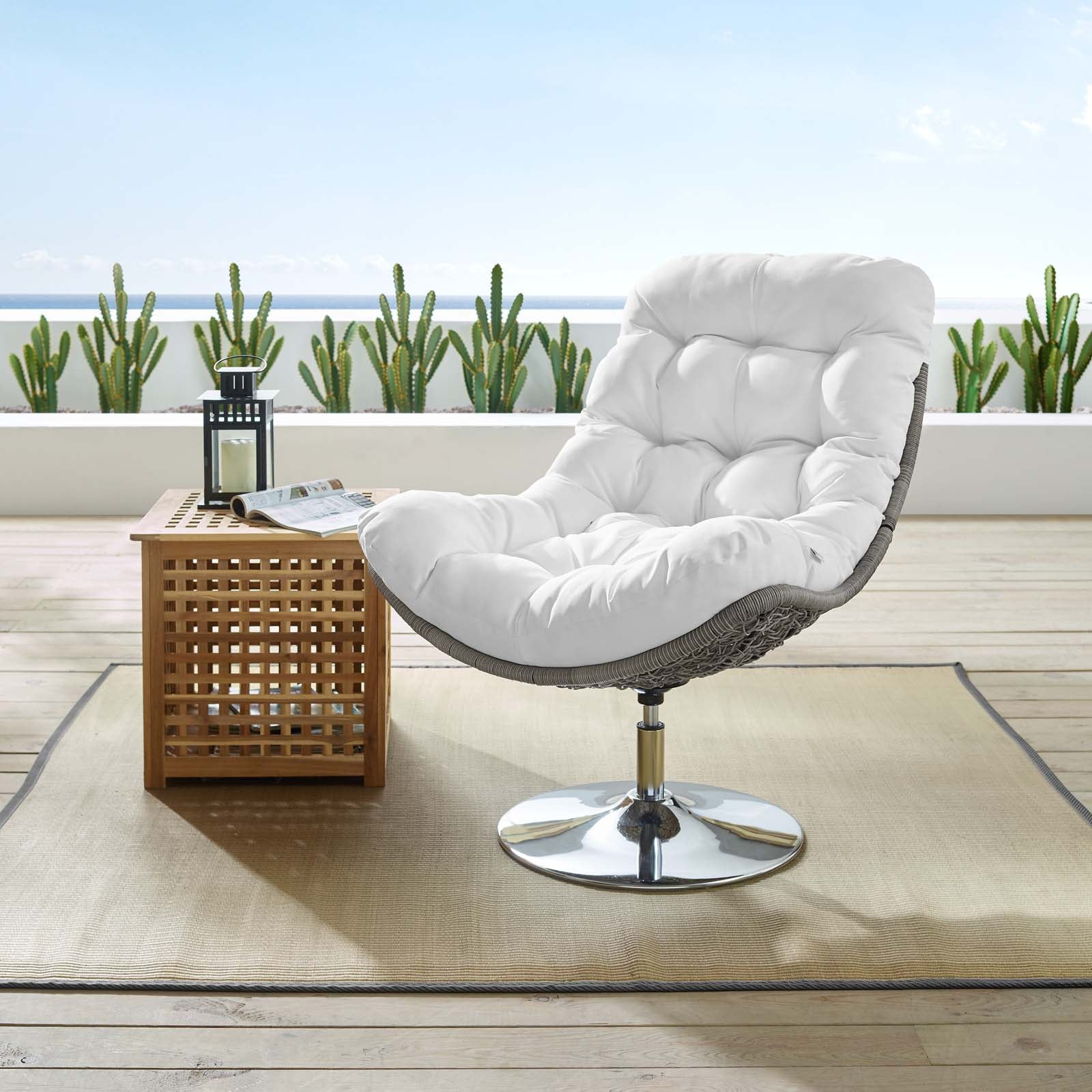 Brighton Wicker Rattan Outdoor Patio Swivel Lounge Chair - Image 14