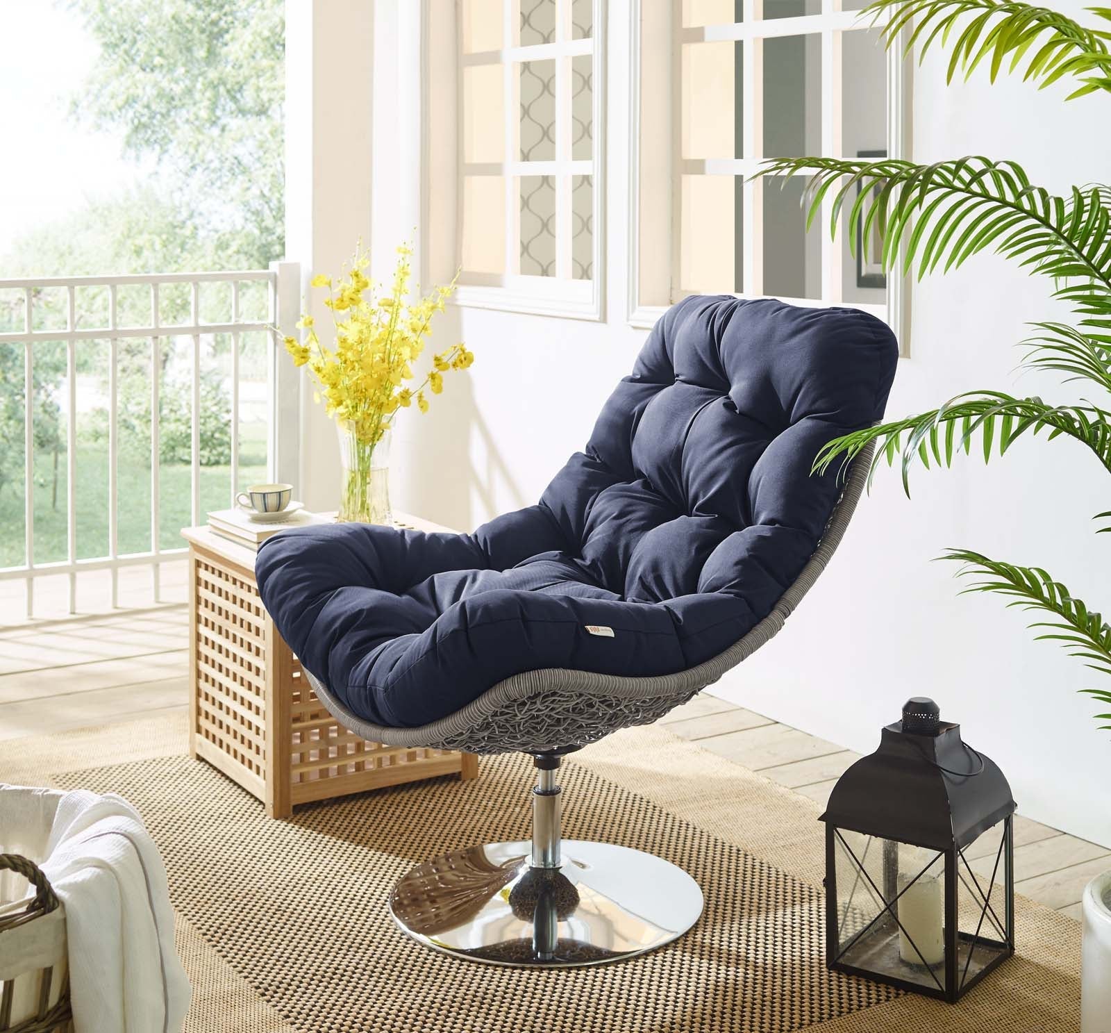Brighton Wicker Rattan Outdoor Patio Swivel Lounge Chair - Image 8