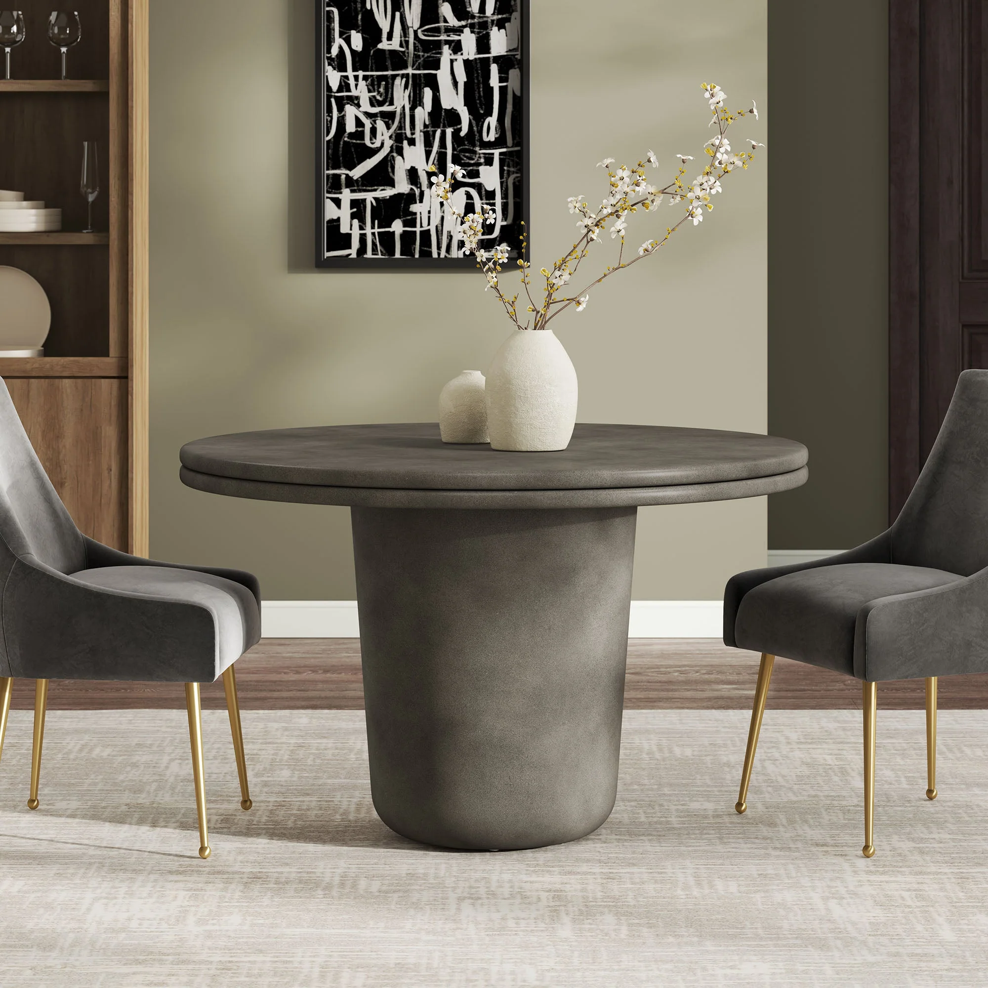 Brion 48" Indoor - Outdoor Patio Concrete Round Dining Table - Image 10