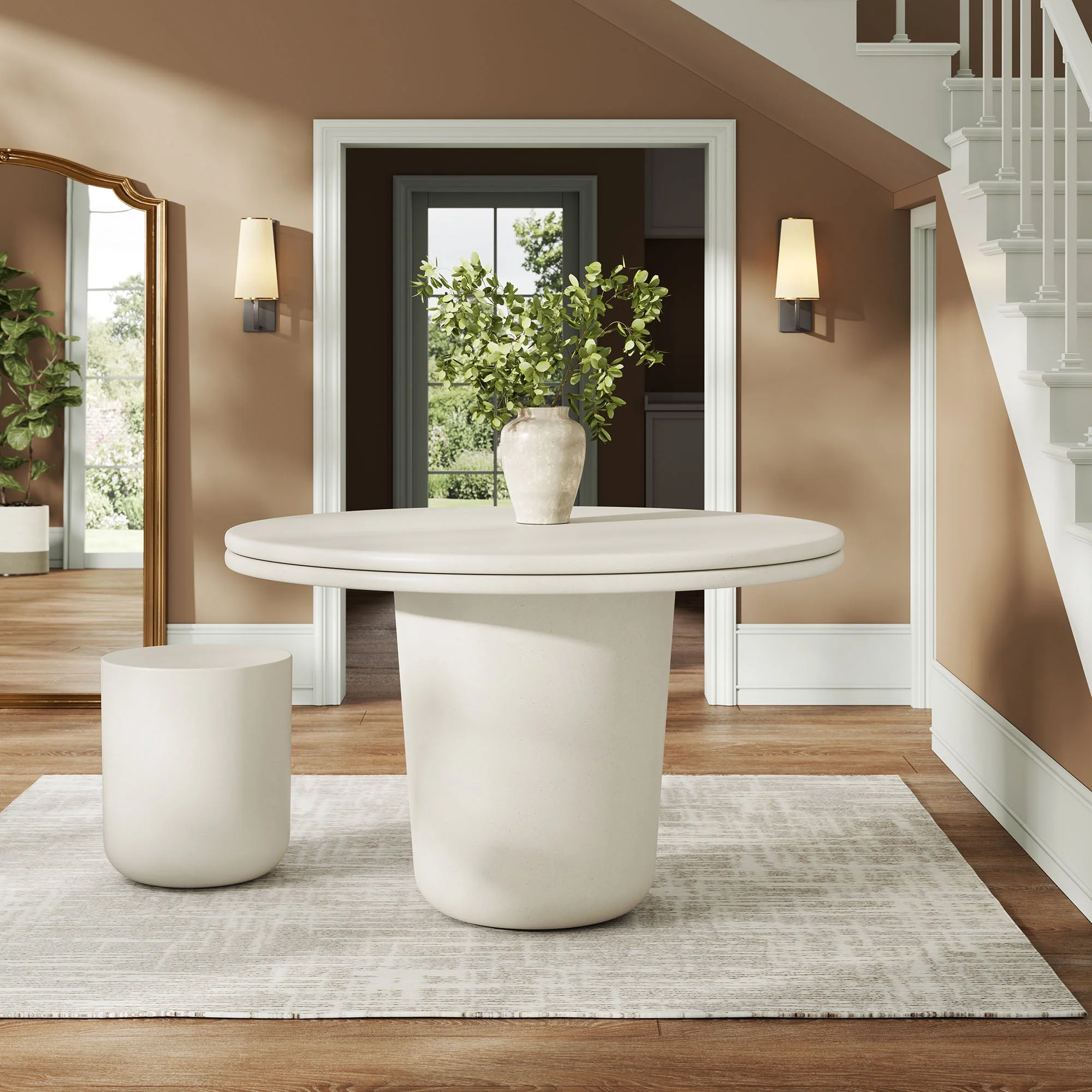 Brion 48" Indoor - Outdoor Patio Concrete Round Dining Table - Image 19