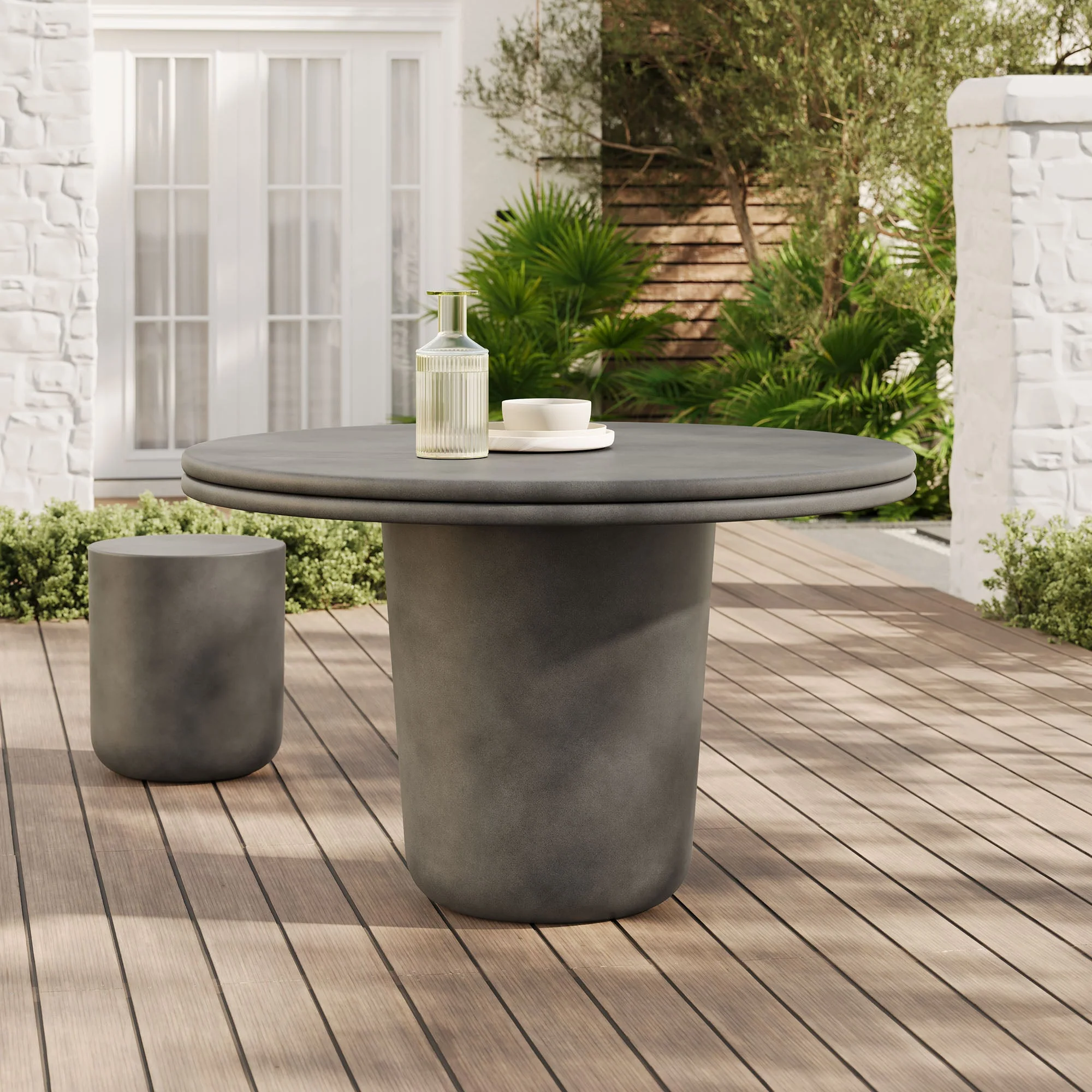 Brion 48" Indoor - Outdoor Patio Concrete Round Dining Table - Image 2