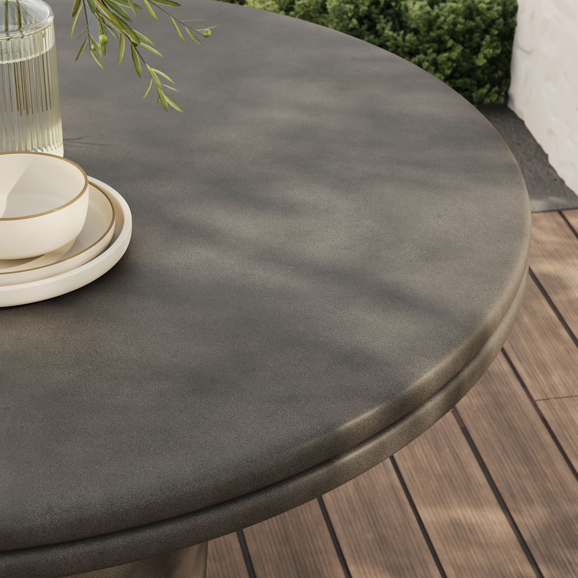 Brion 48" Indoor - Outdoor Patio Concrete Round Dining Table - Image 3