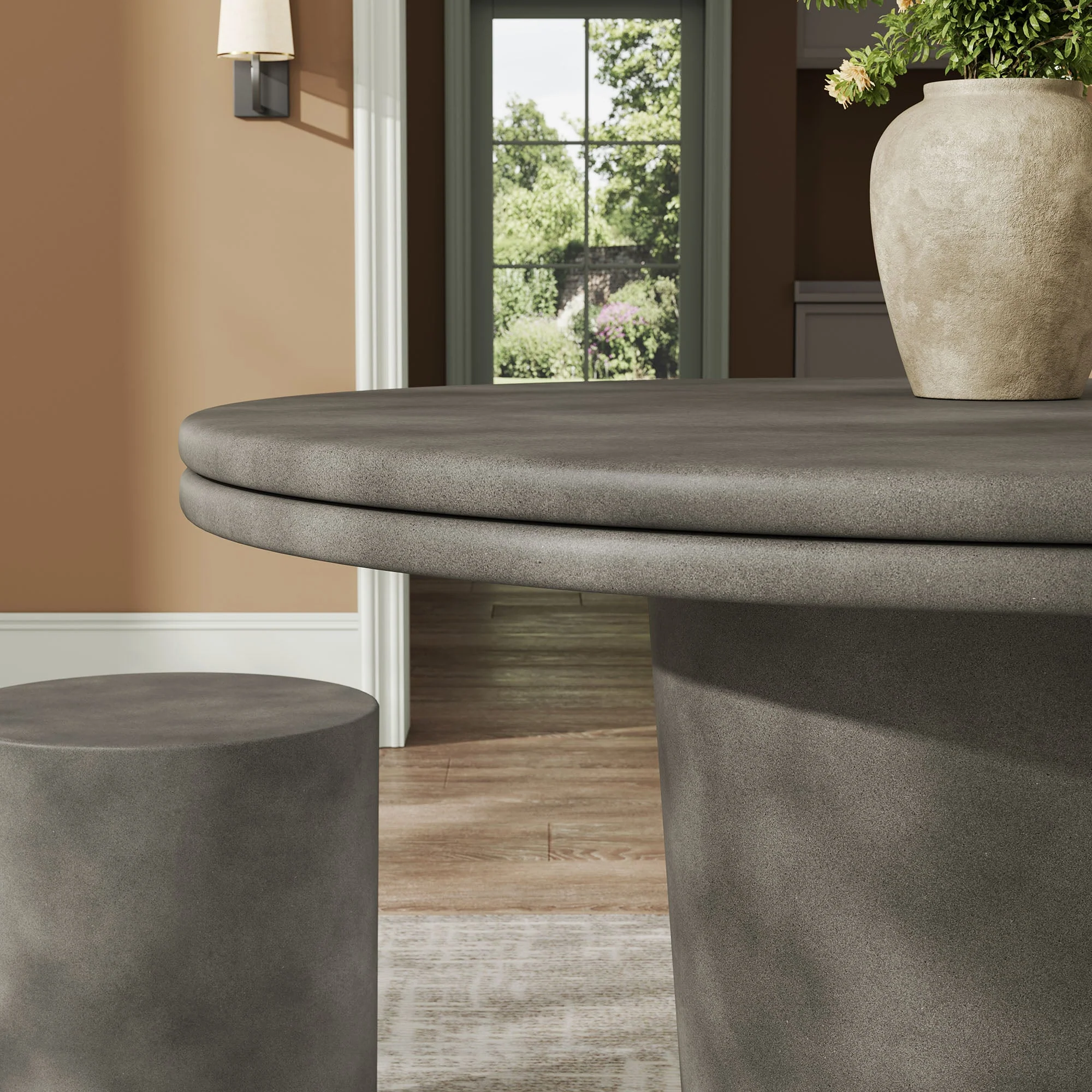Brion 48" Indoor - Outdoor Patio Concrete Round Dining Table - Image 7