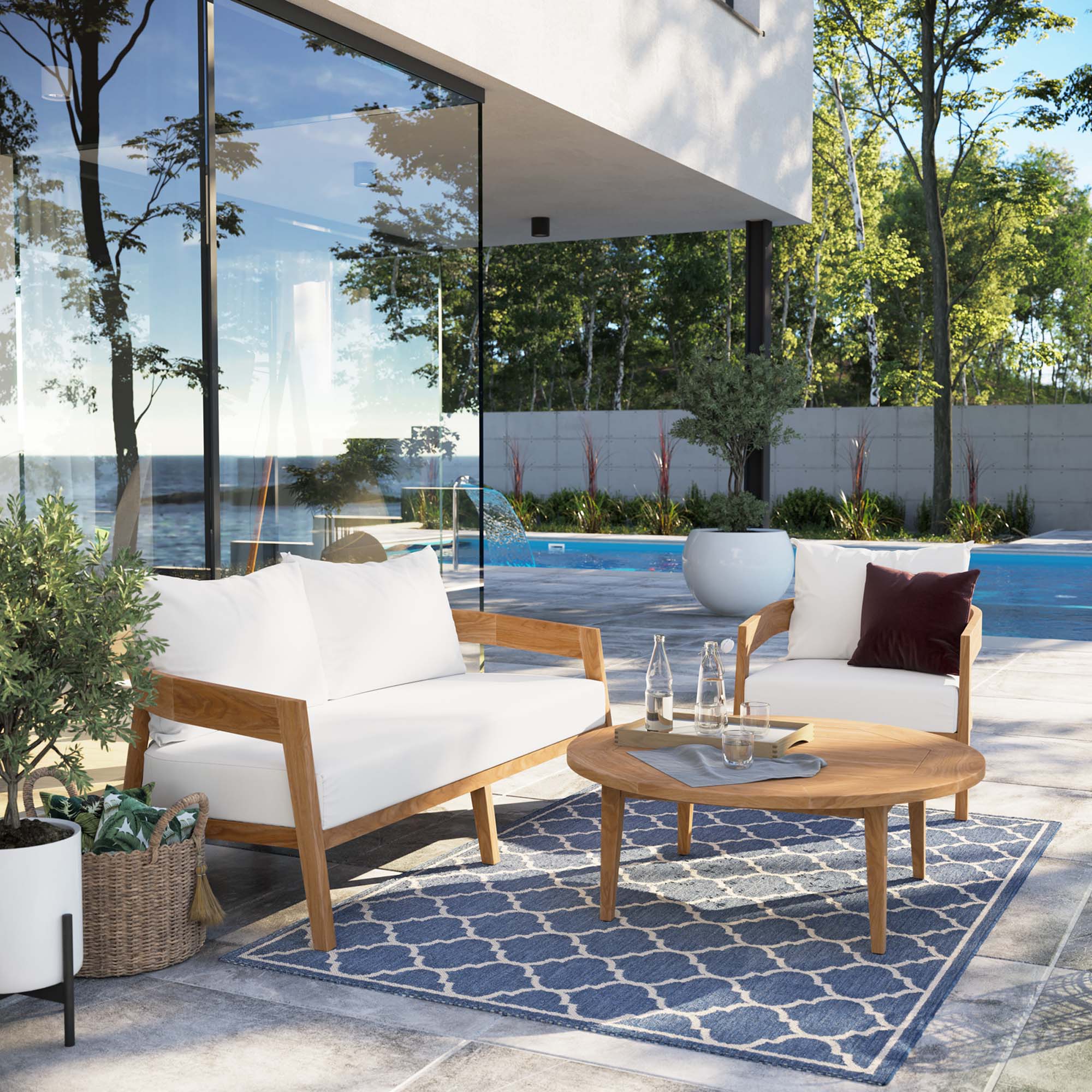 Brisbane 3-Piece Teak Wood Outdoor Patio - Image 26
