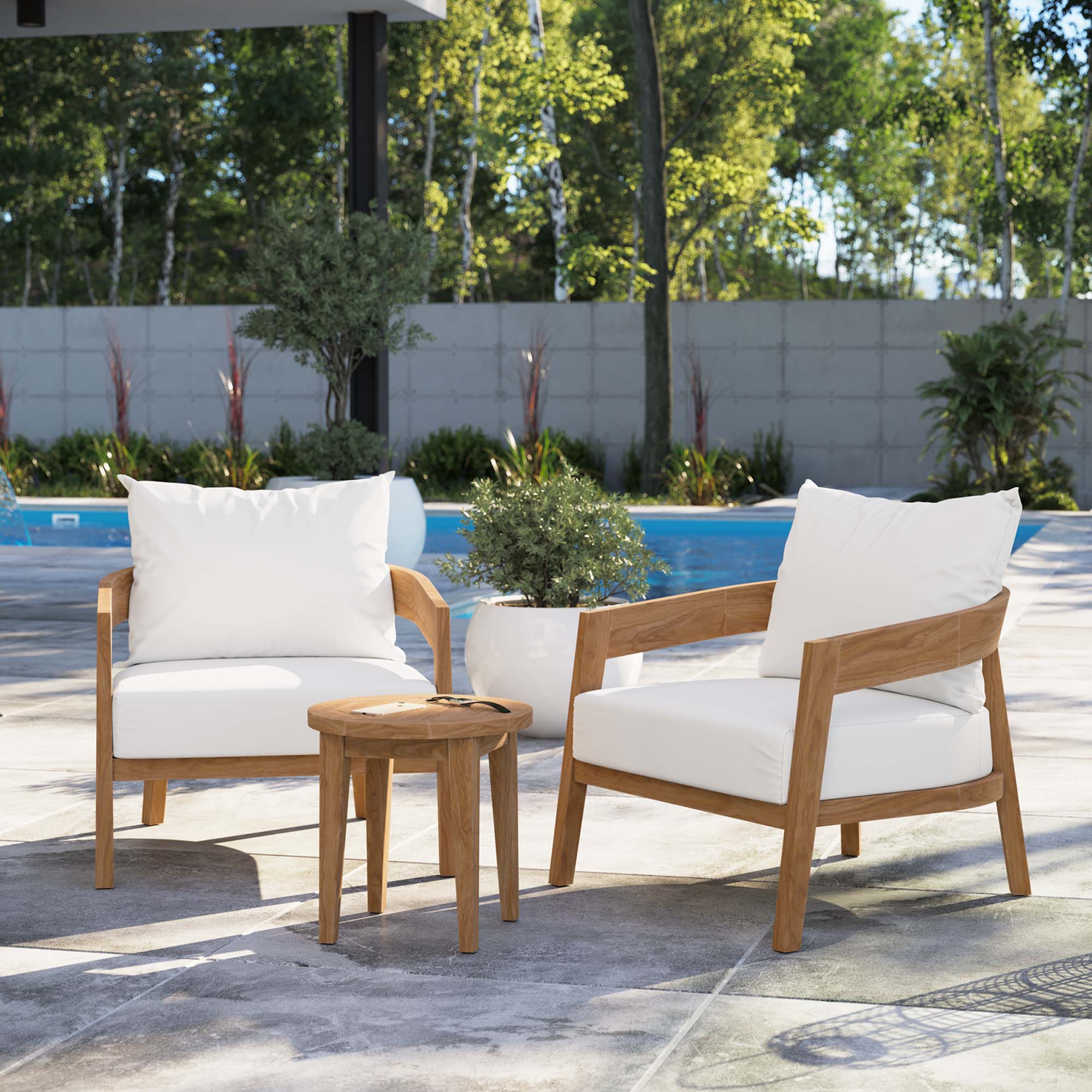 Brisbane 3-Piece Teak Wood Outdoor Patio Set - Image 26