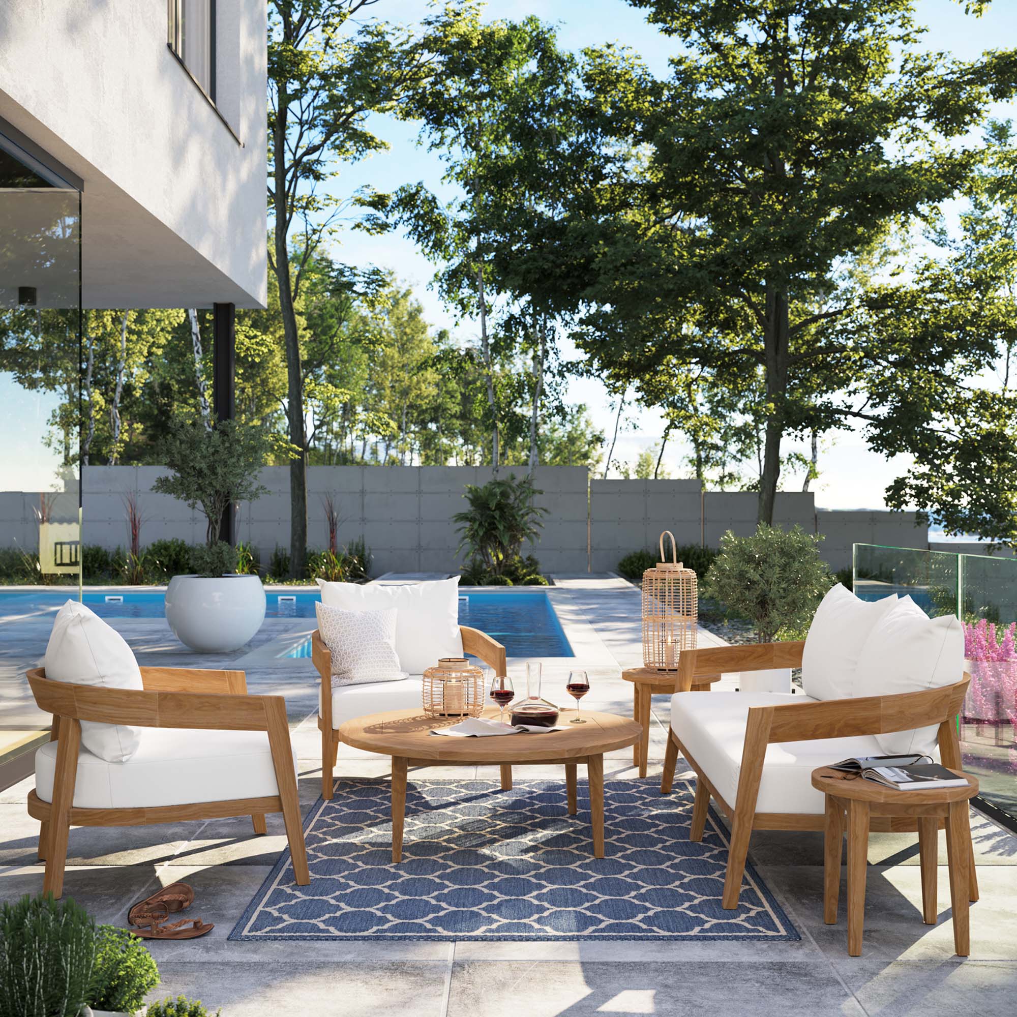 Brisbane 6-Piece Teak Wood Outdoor Patio Set - Image 2