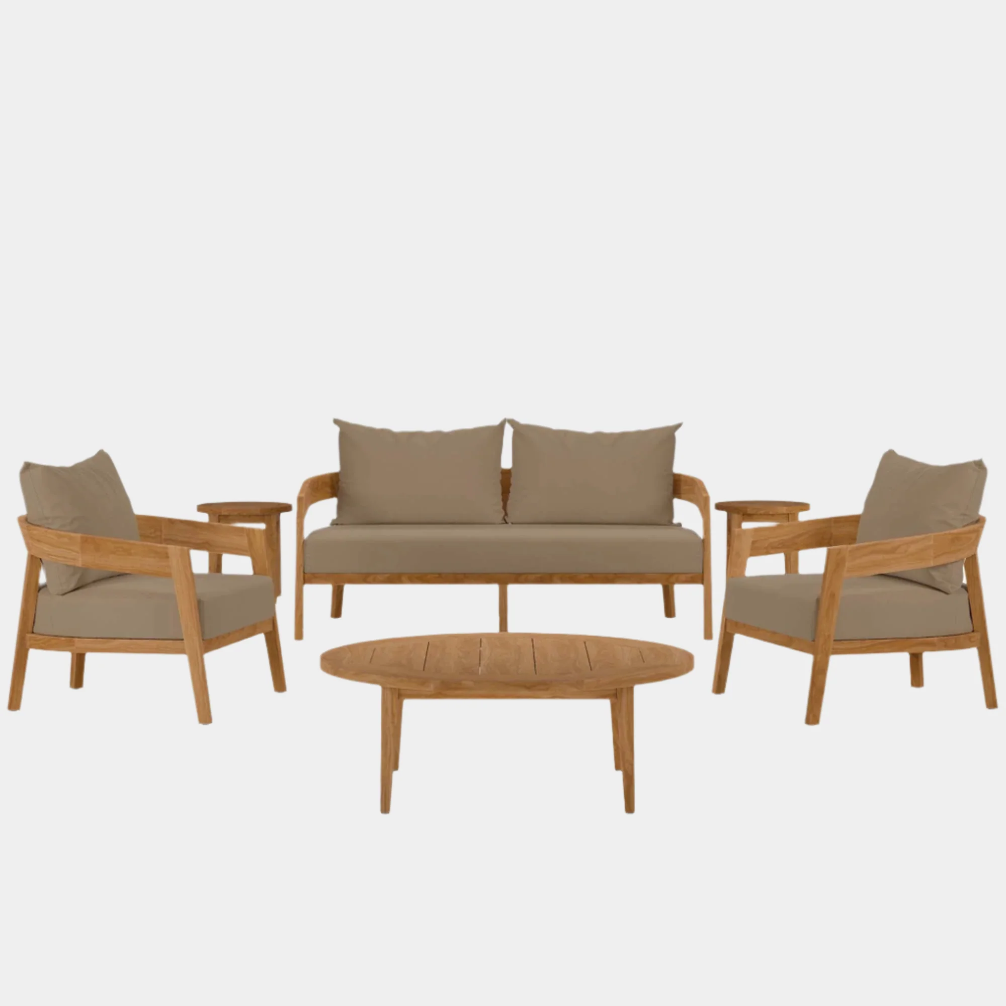 Brisbane 6-Piece Teak Wood Outdoor Patio Set - Image 32