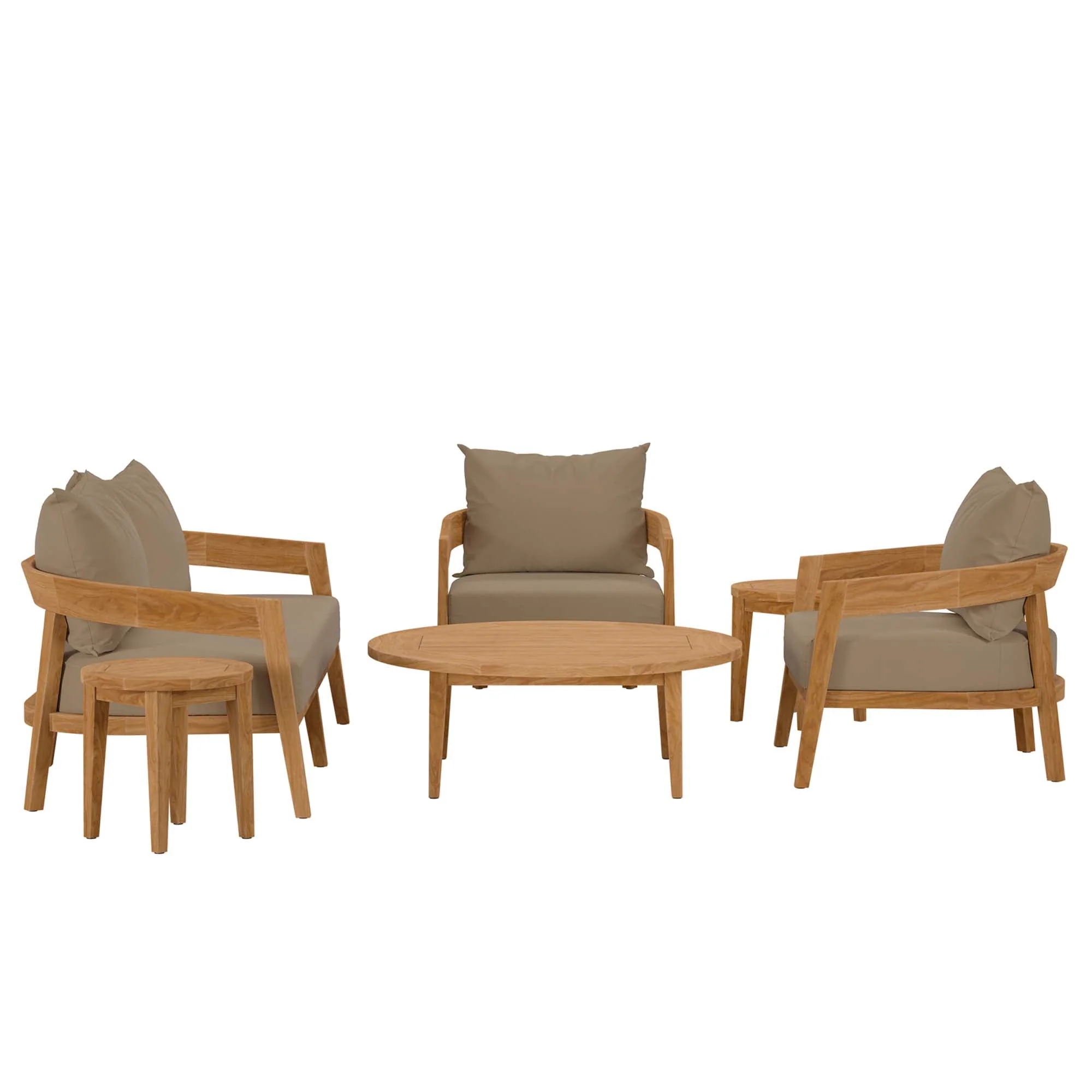Brisbane 6-Piece Teak Wood Outdoor Patio Set - Image 34
