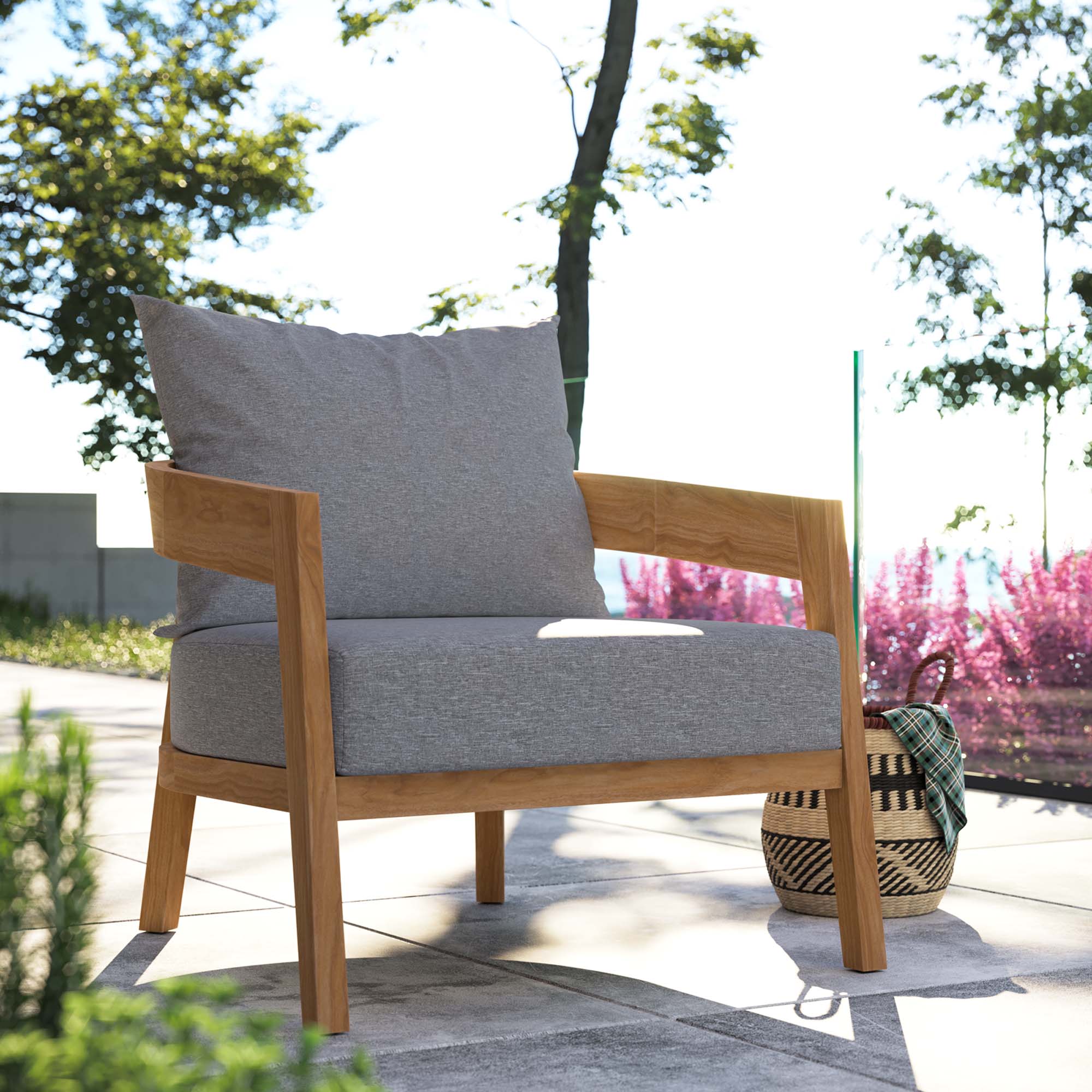 Brisbane Teak Wood Outdoor Patio Armchair - Image 2