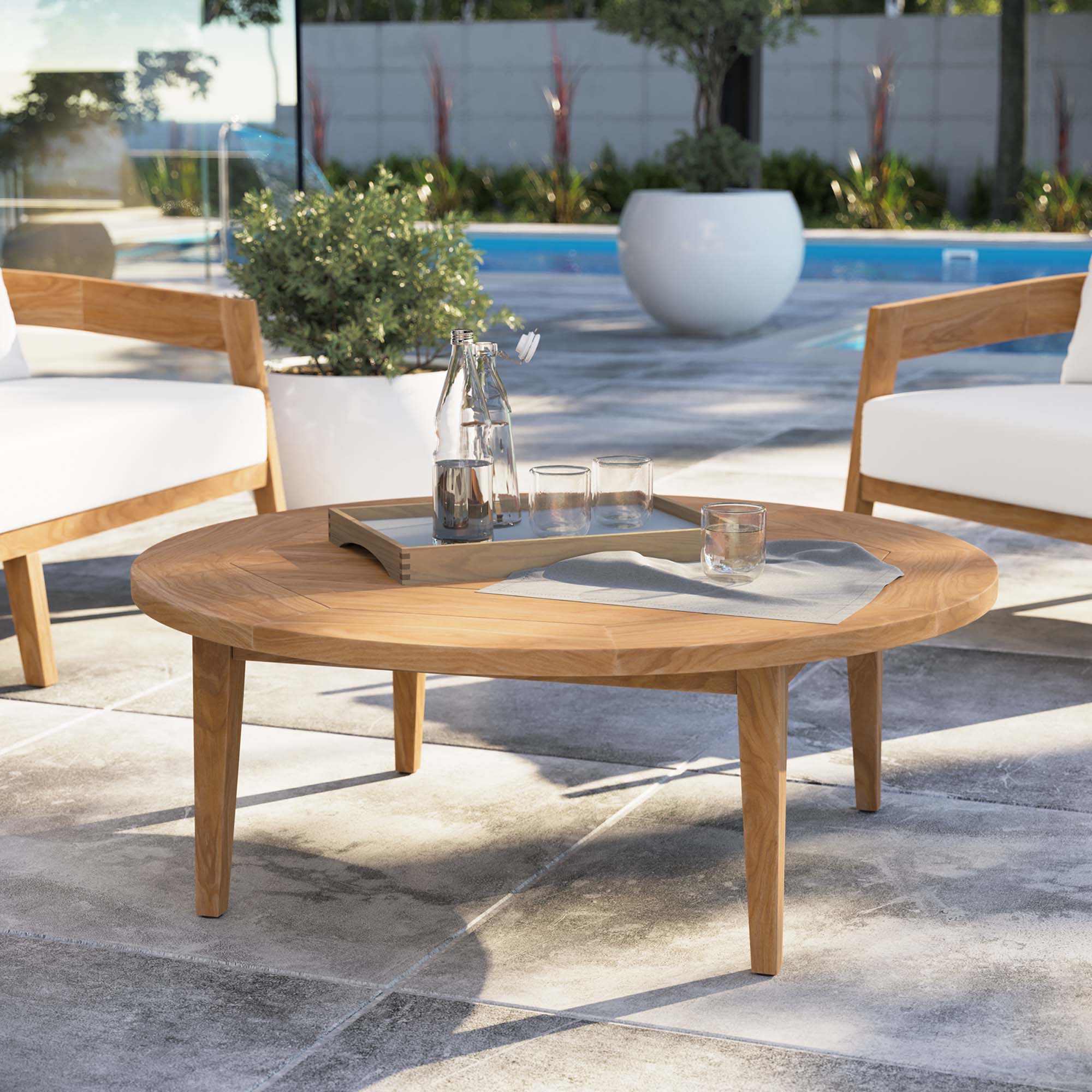 Brisbane Teak Wood Outdoor Patio Coffee Table in Natural - Image 2