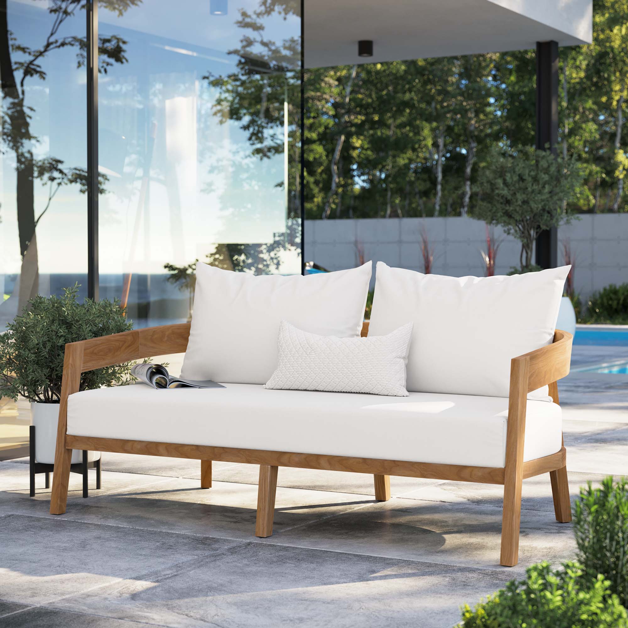 Brisbane Teak Wood Outdoor Patio Loveseat - Image 17