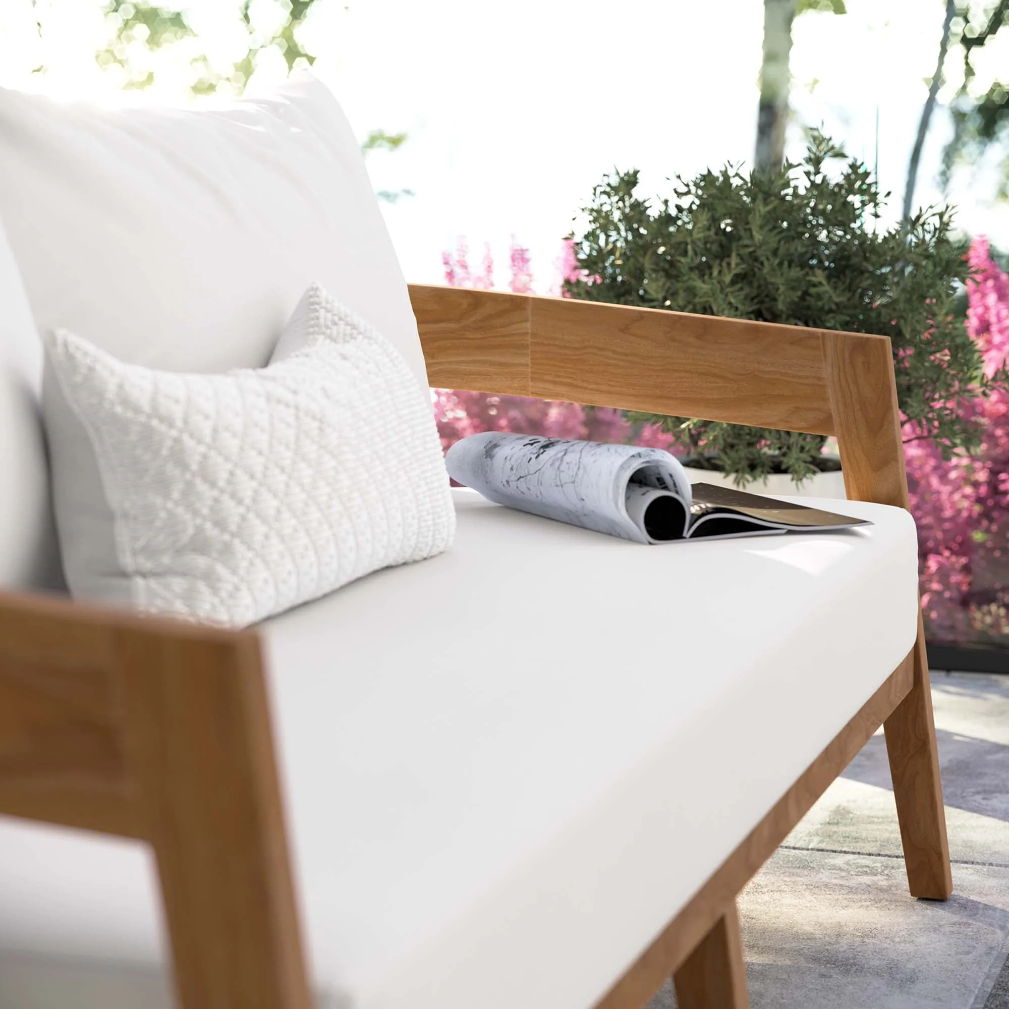 Brisbane Teak Wood Outdoor Patio Loveseat - Image 18