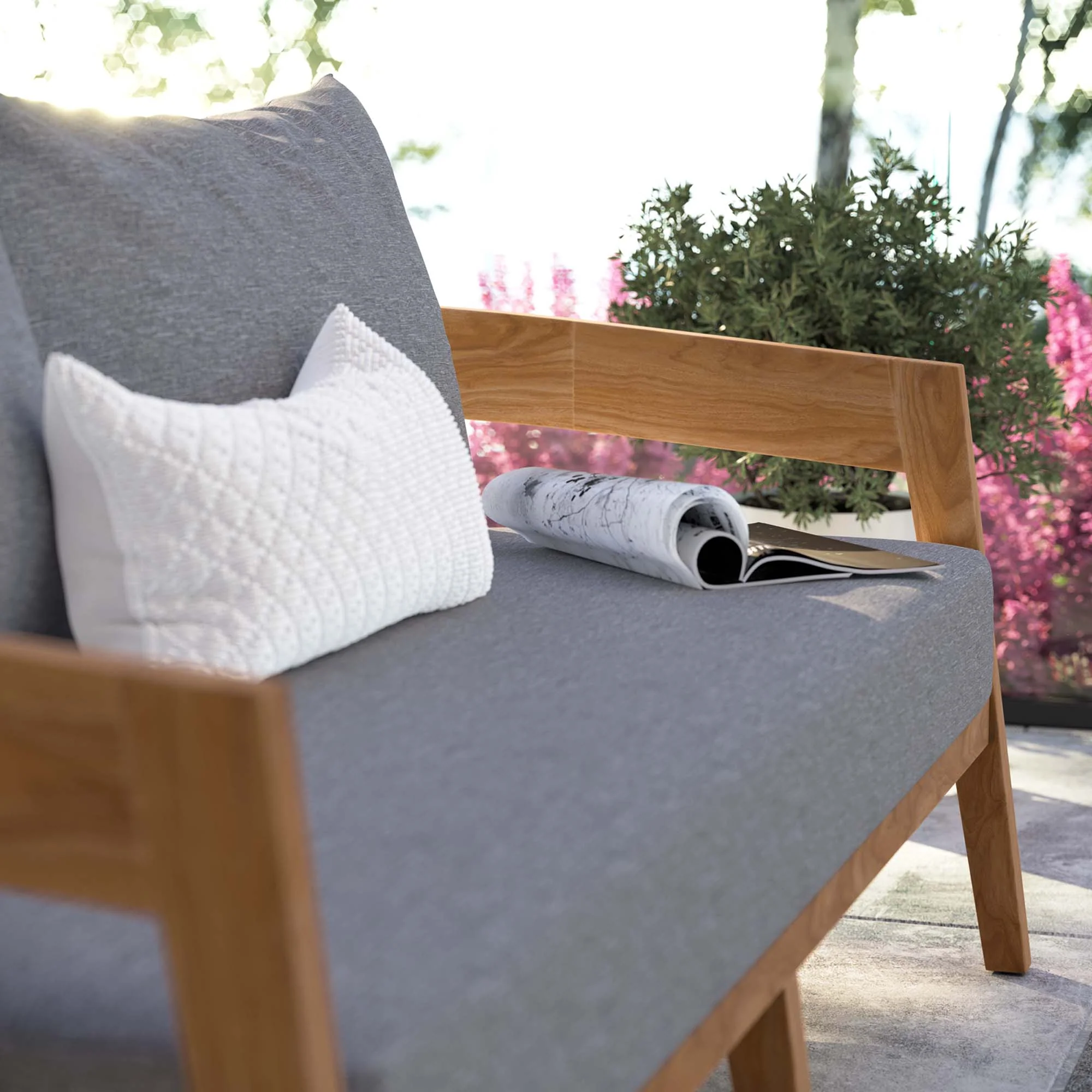 Brisbane Teak Wood Outdoor Patio Loveseat - Image 3