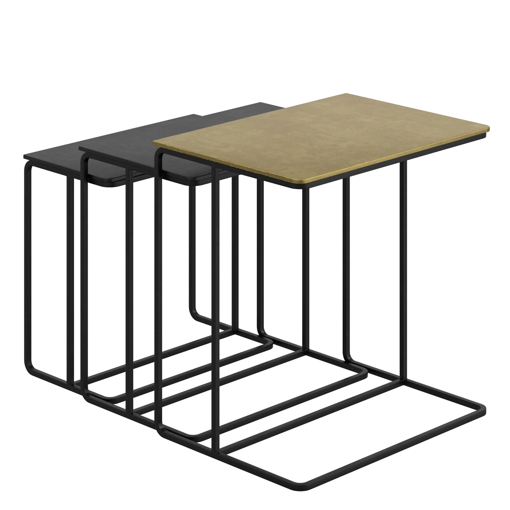 Bristol 3pc Accent Table Set in Antique Gold and Black - Image 3