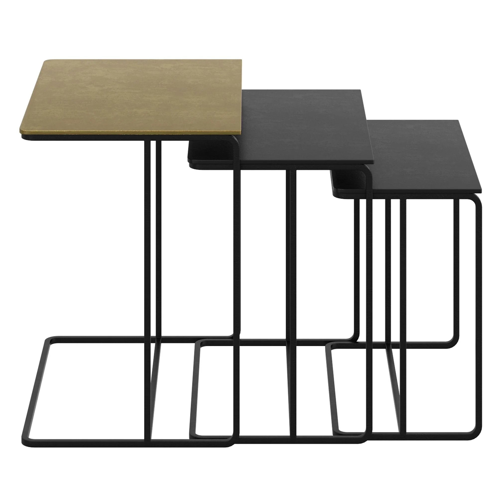 Bristol 3pc Accent Table Set in Antique Gold and Black - Image 4