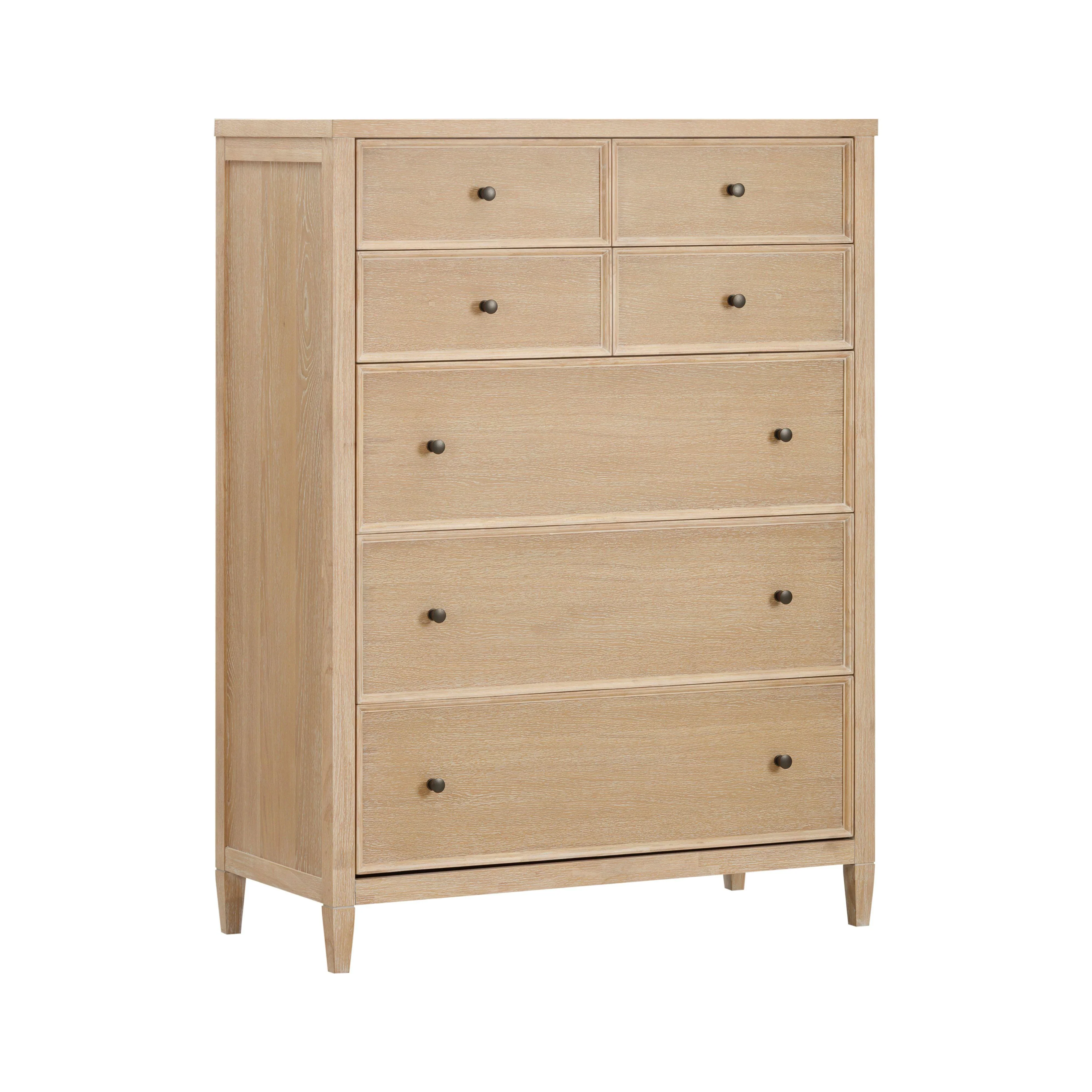 Bristol Park 40" Whitewashed Oak Wood 7-Drawer Chest - Image 4