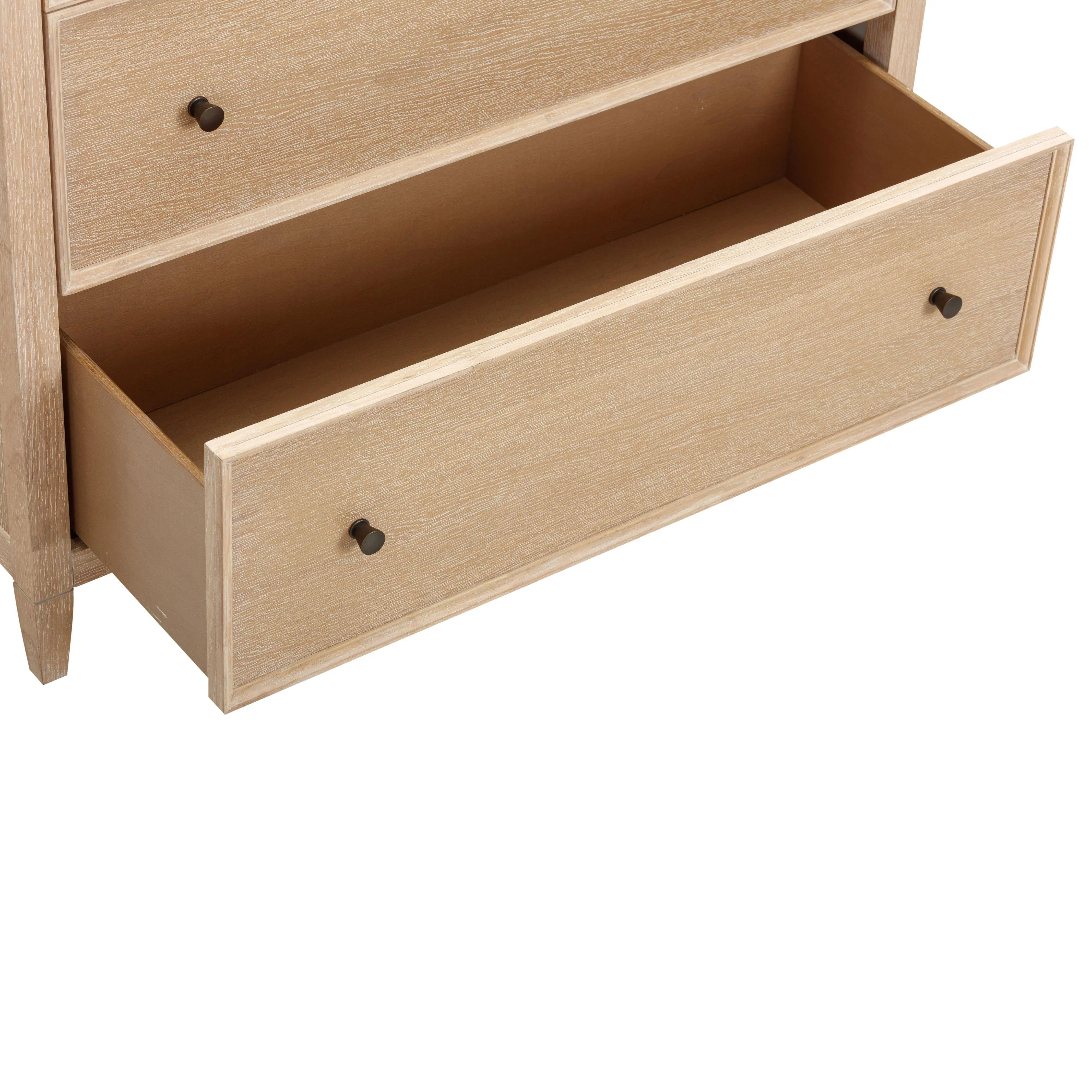 Bristol Park 40" Whitewashed Oak Wood 7-Drawer Chest - Image 8