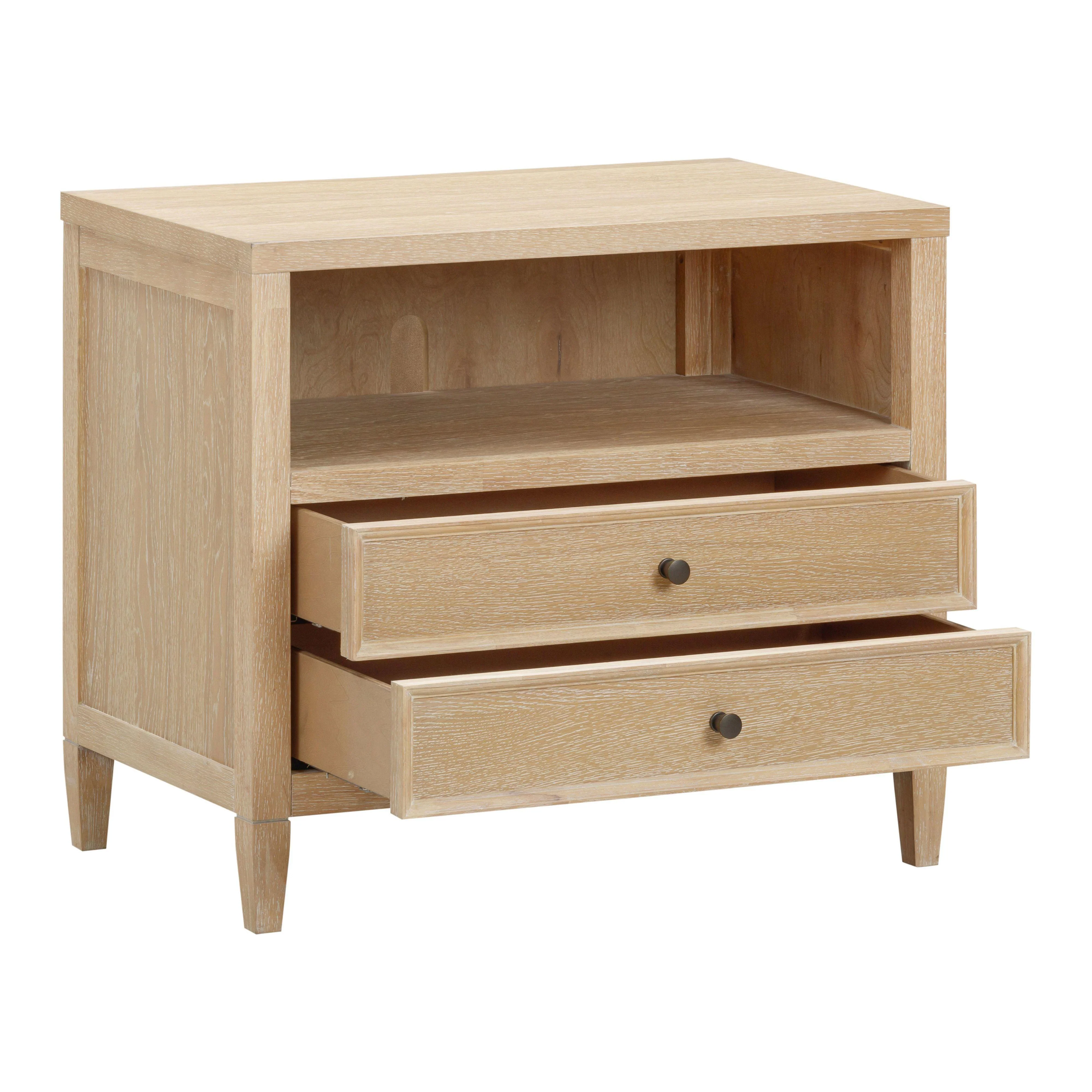Bristol Park 30" Whitewashed Oak Wood 2-Drawer Nightstand - Image 6