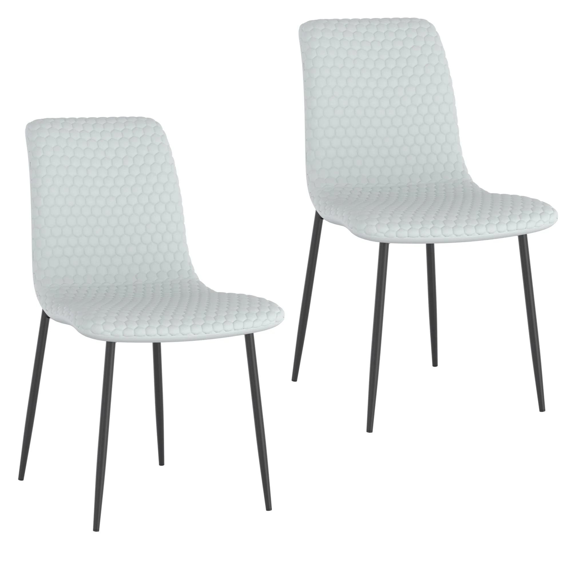 Brixx Dining Chair, set of 2, in Light Grey Faux Leather and Black - Image 7
