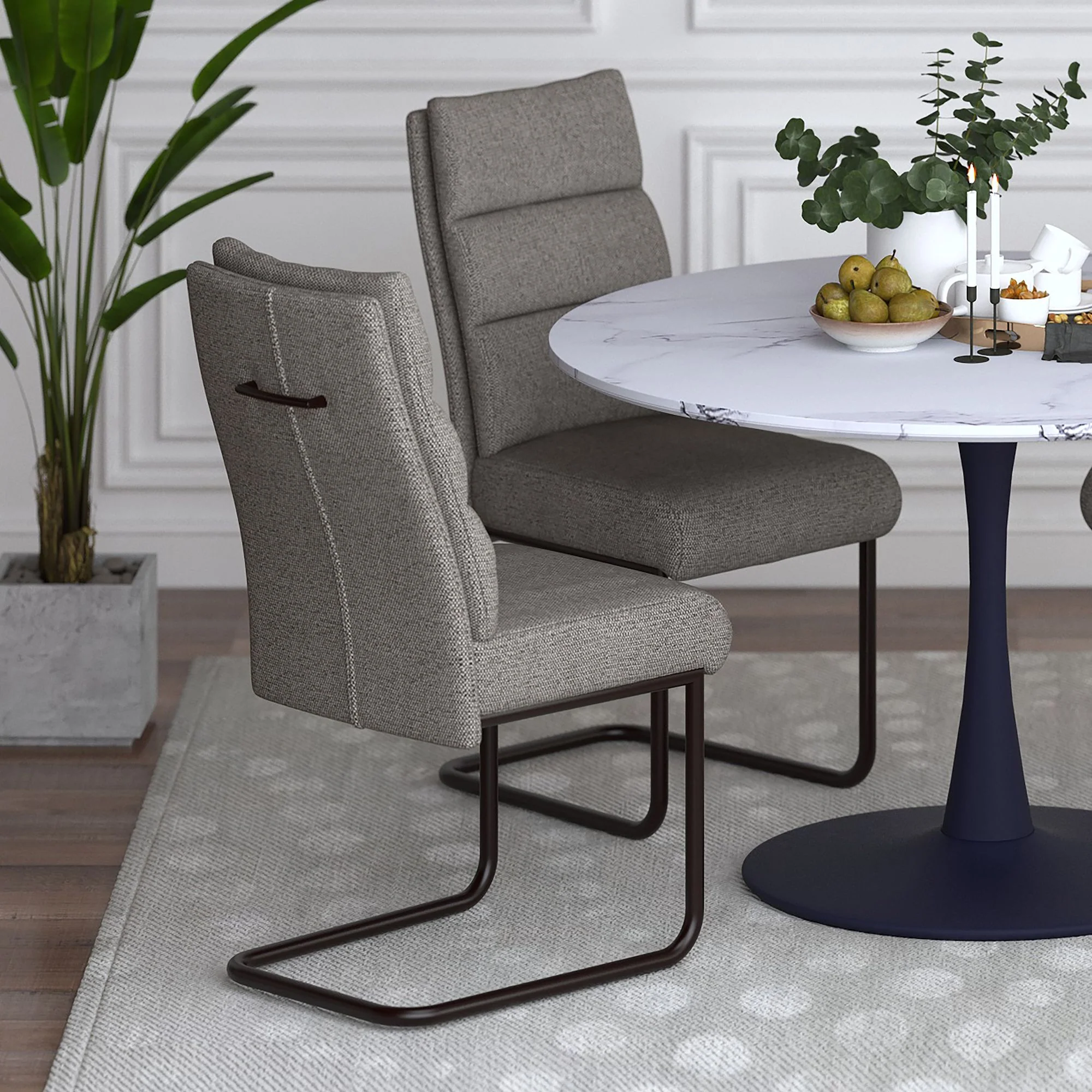 Brodi Dining Chair, set of 2, in Charcoal and Black - Image 2