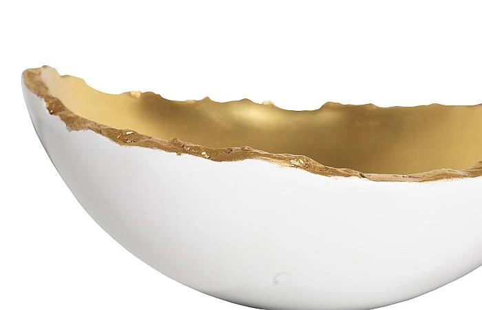 Broken Egg Bowl, White and Gold Leaf - Image 3