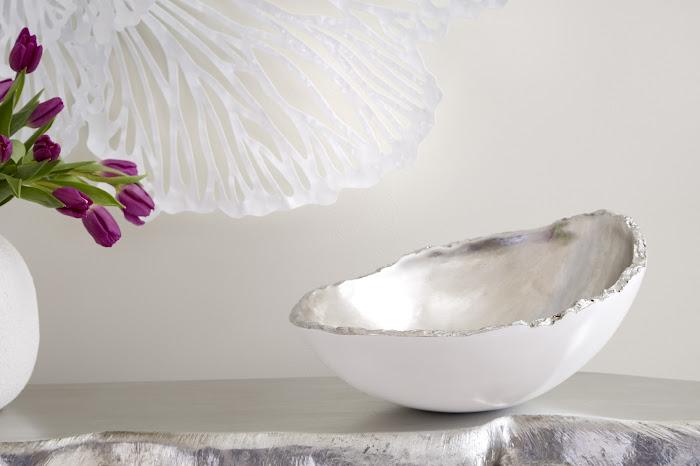 Broken Egg Bowl, White and Silver Leaf - Image 2