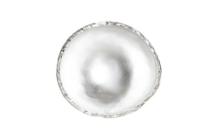 Broken Egg Bowl, White and Silver Leaf - Image 3