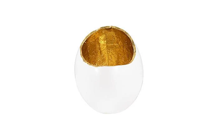 Broken Egg Vase, White and Gold Leaf - Image 5
