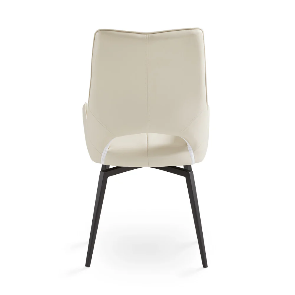 Bromley Swivel Dining Chair: Taupe Leatherette with Black legs - Image 3