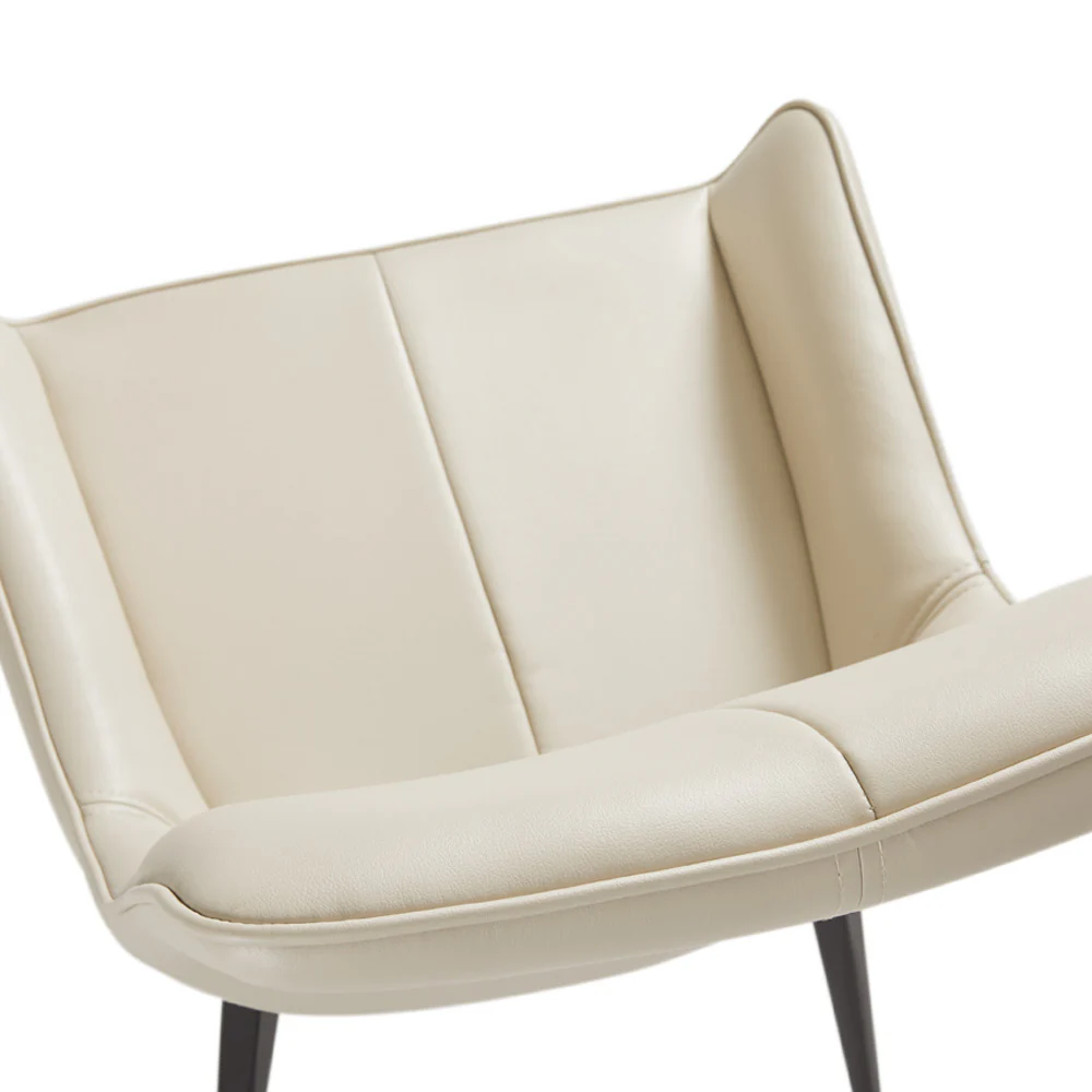 Bromley Swivel Dining Chair: Taupe Leatherette with Black legs - Image 4