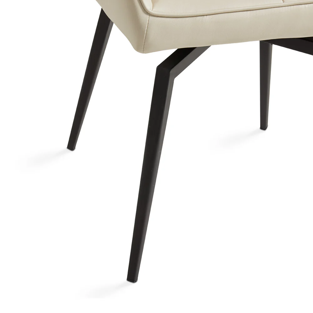 Bromley Swivel Dining Chair: Taupe Leatherette with Black legs - Image 6
