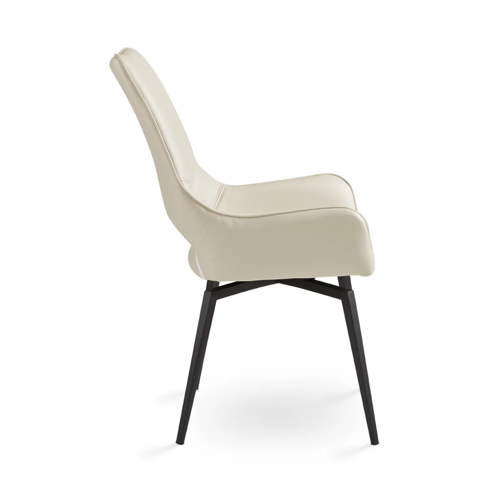 Bromley Swivel Dining Chair: Taupe Leatherette with Black legs - Image 8