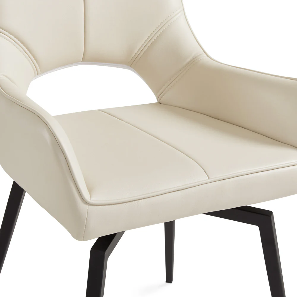 Bromley Swivel Dining Chair: Taupe Leatherette with Black legs - Image 9