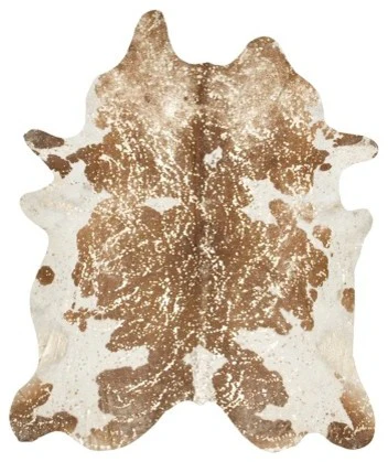 Brown and White with Gold Metallic Cowhide