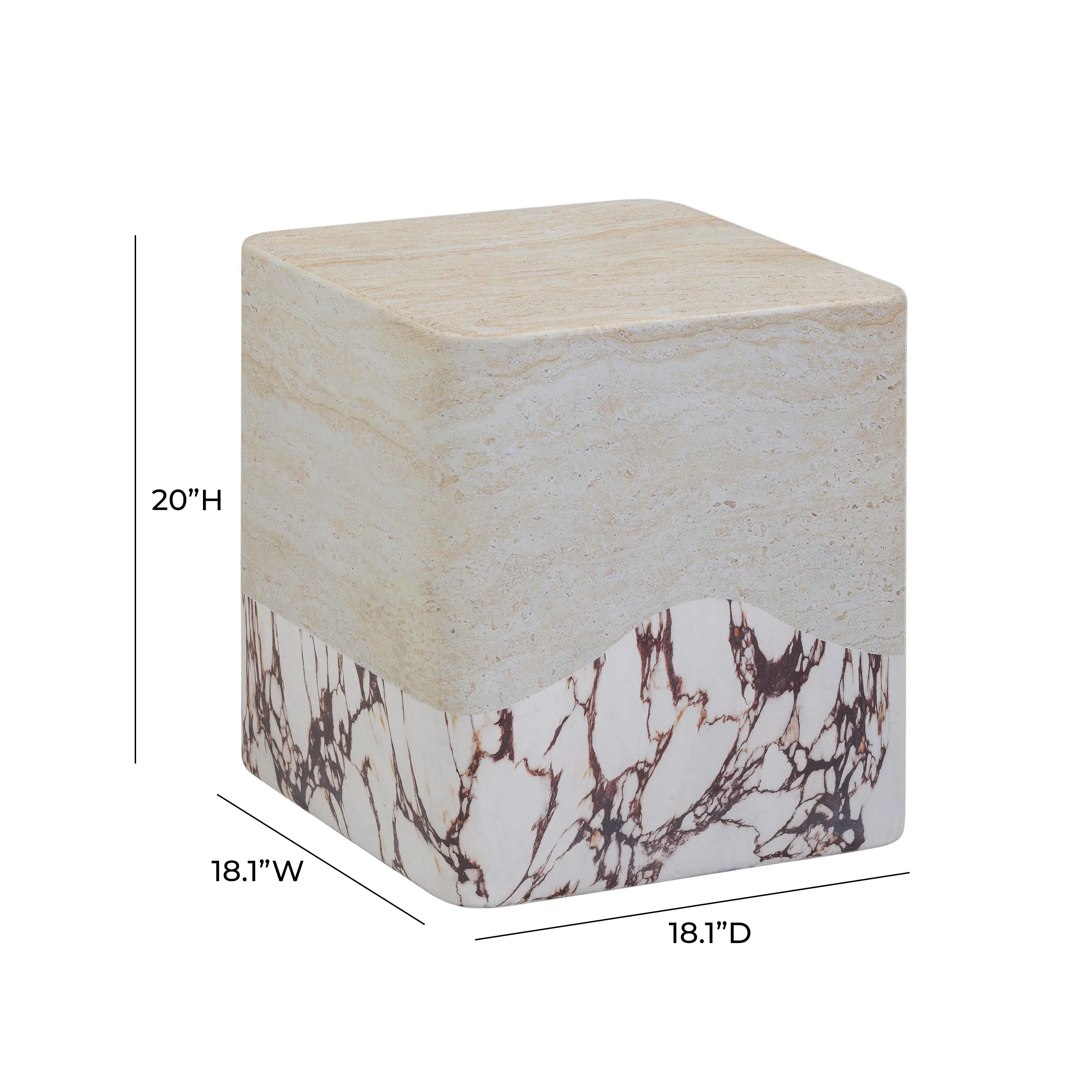 Brut Faux Travertine & Breccia Concrete Indoor/Outdoor Side Table - Image 6
