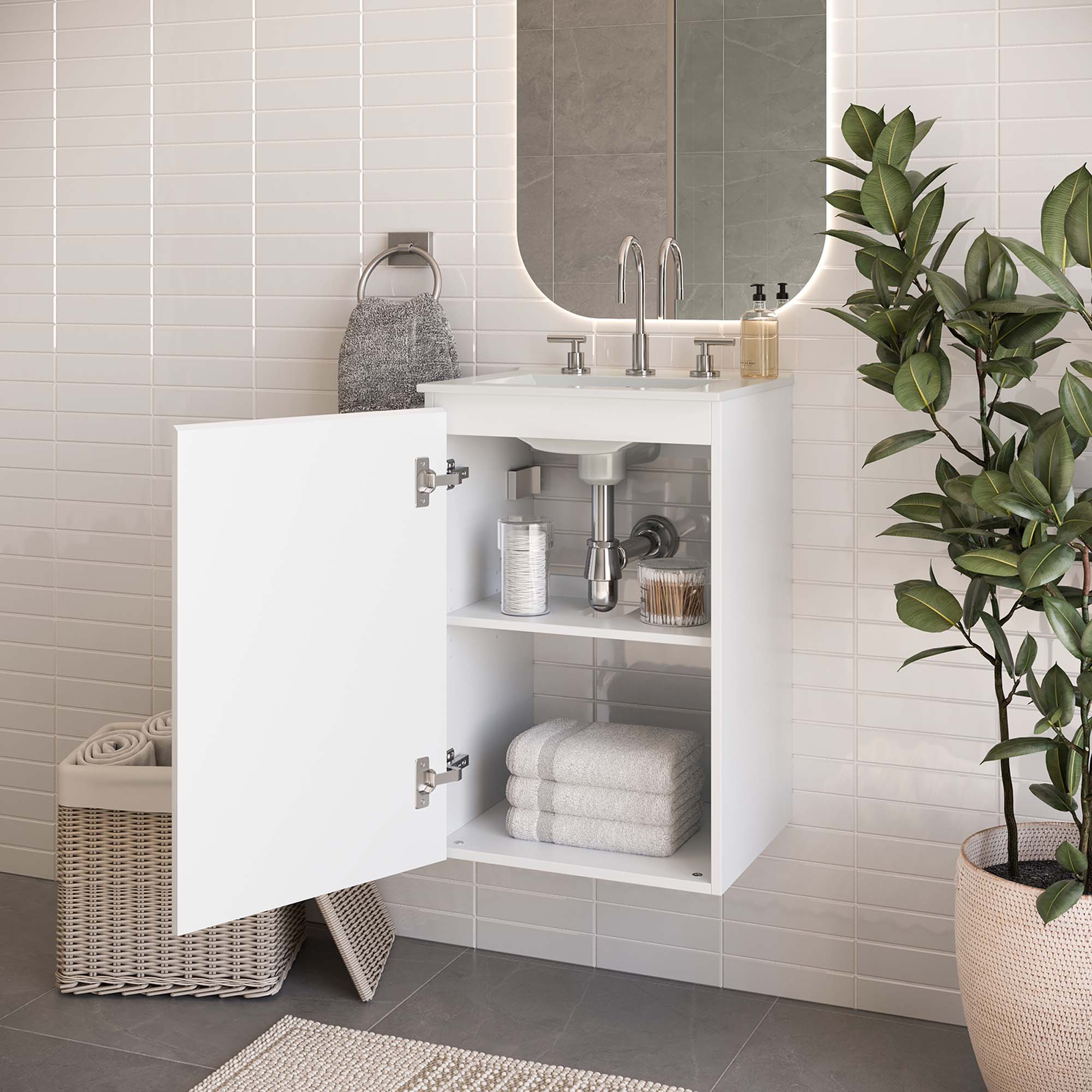 Bryn Wall-Mount Bathroom Vanity Basin Included - Image 31