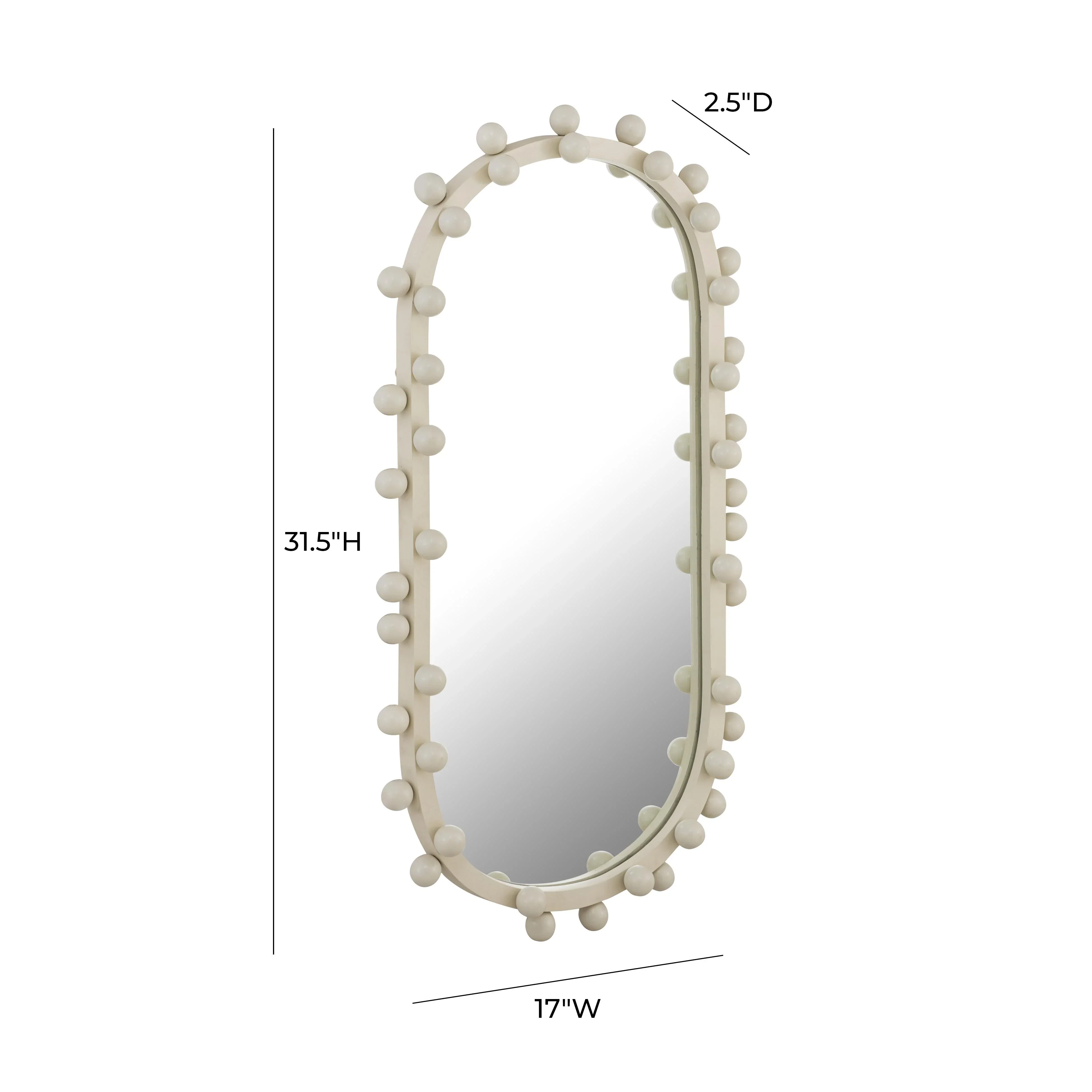 Bubbles Ivory Oval Wall Mirror (17"X31.5"-22.6"X42") - Image 7